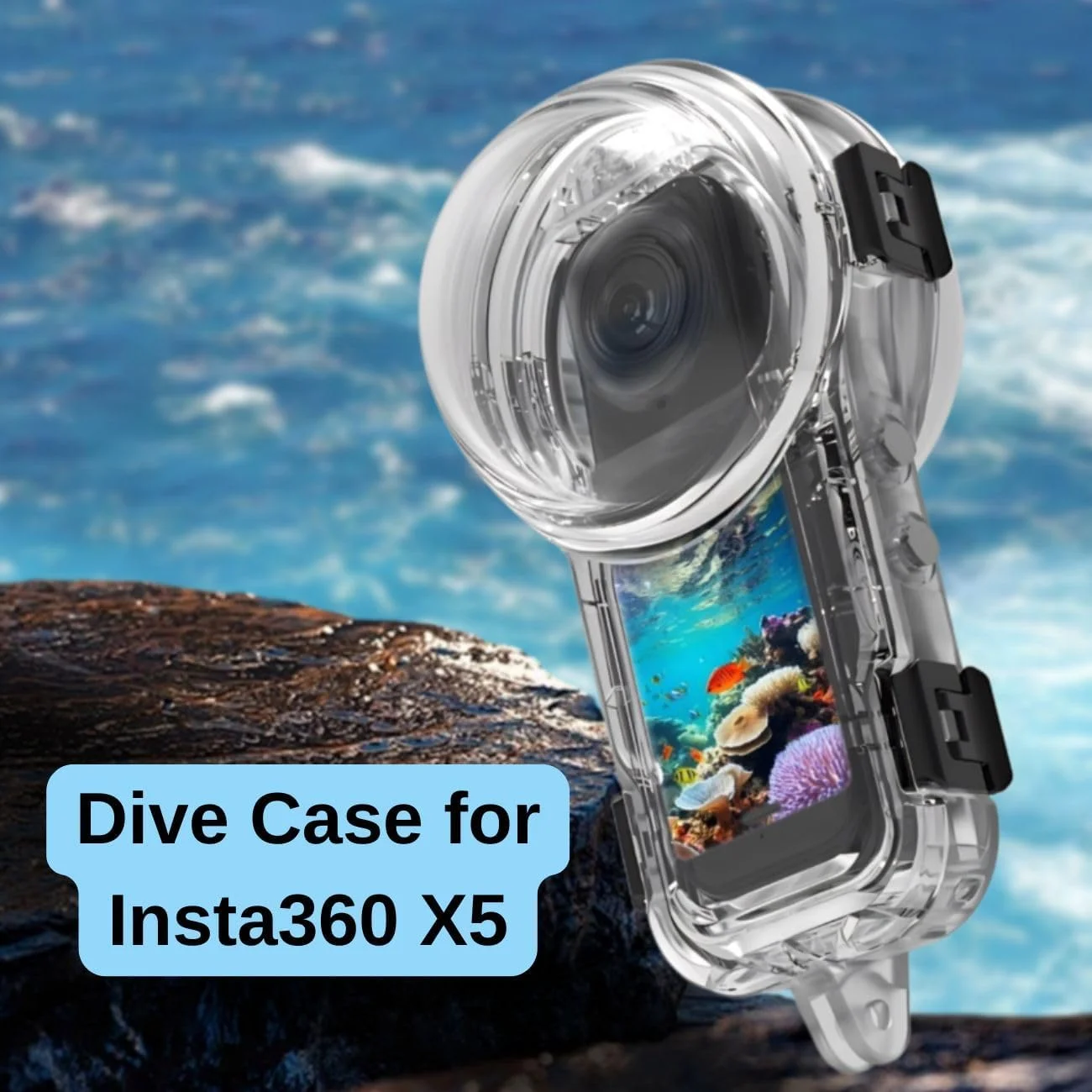 محفظه ضدآب Fotoleey برای Insta360 X5 – محفظه غواصی 60 متری، همراه با کیف حمل و درج های ضد مه – برای غواصی سطحی، شنا، موج سواری – محافظت ضد ضربه و ضد نشت