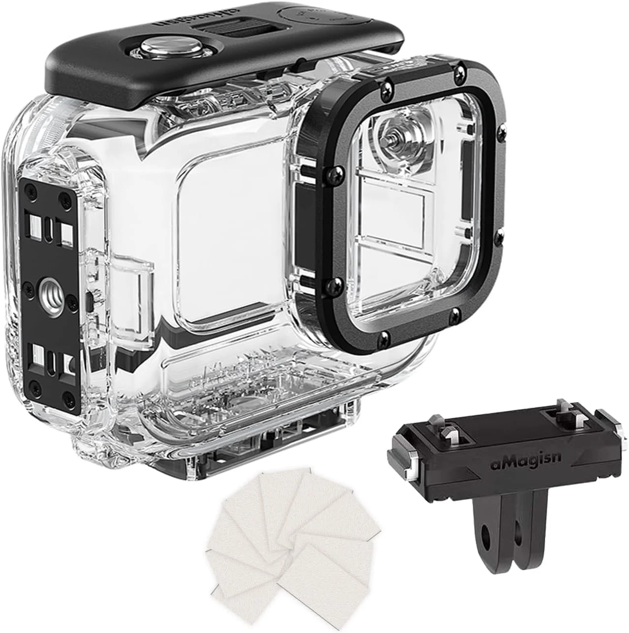 محفظه ضد آب سازگار با Insta 360 Ace Pro، عمق 60 متر، پایه نصب سریع افقی-عمودی، محافظ صفحه نمایش محفظه ضد آب سازگار با Insta 360 Ace Pro، عمق 60 متر، پایه نصب سریع افقی-عمودی، محافظ صفحه نمایش