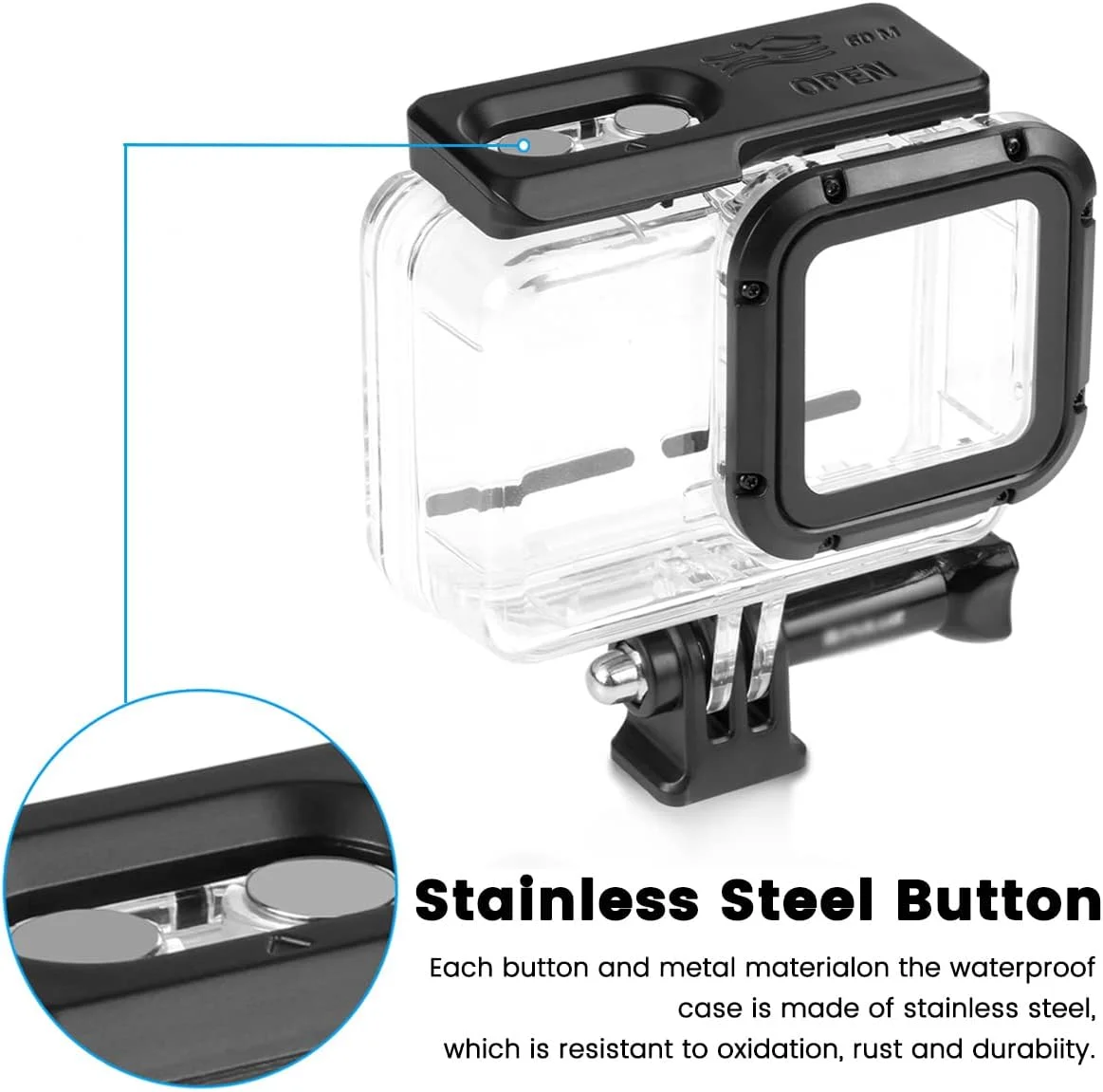 محفظه ضد آب برای دوربین اکشن Insta360 ONE RS 4K Edition، غلاف ضد آب مناسب غواصی در عمق 60 متری، همراه با پیچ تنظیم