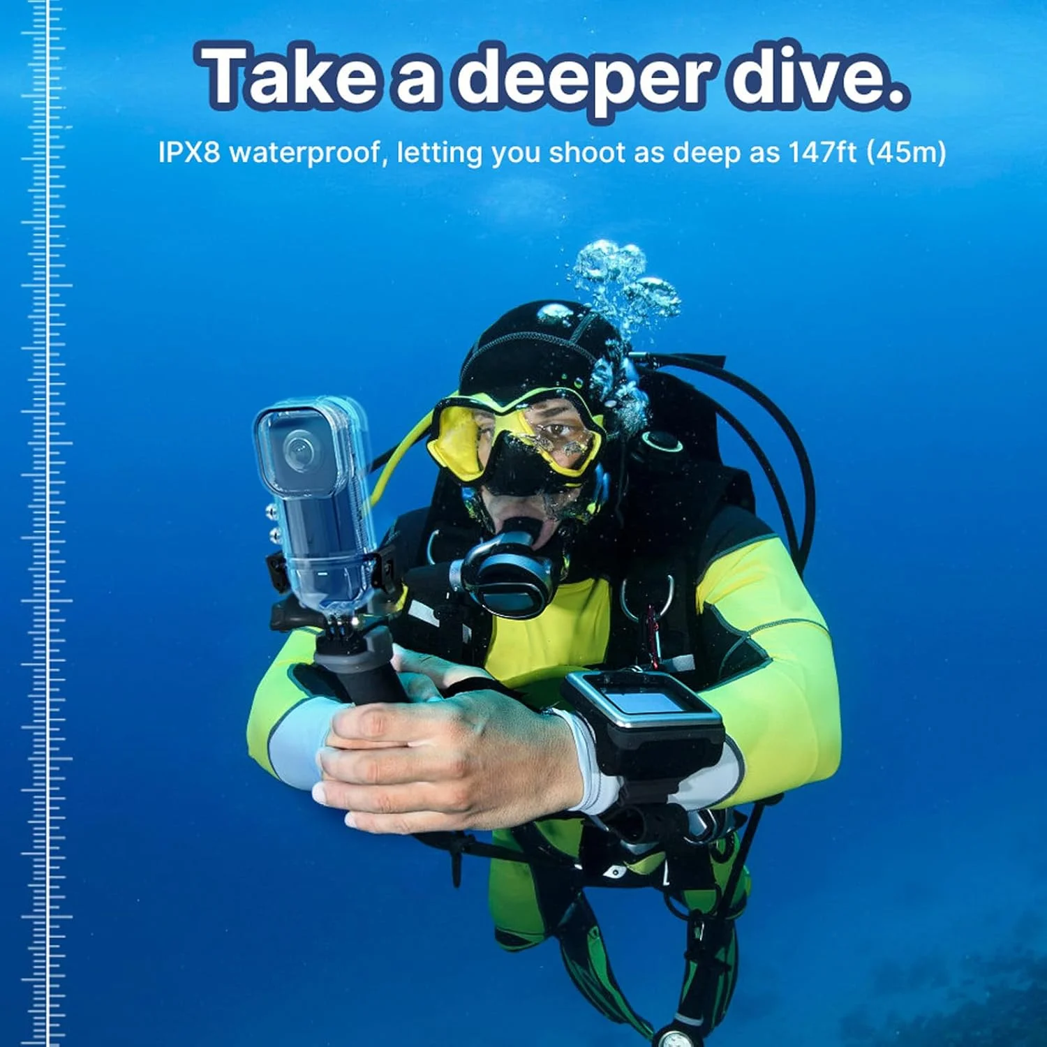 محفظه ضد آب برای X3، محفظه زیر آبی 45 متری، محافظت از پاشش آب دوربین ورزشی، لوازم جانبی دوربین اکشن برای X3