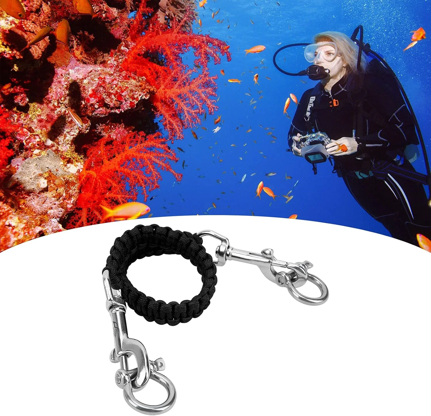 بند دوربین جمع شونده، طناب دوربین غواصی، بند حمل محفظه دوربین برای گیره های غواصی (مشکی) بند دوربین جمع شونده، طناب دوربین غواصی، بند حمل محفظه دوربین برای گیره های غواصی (مشکی)