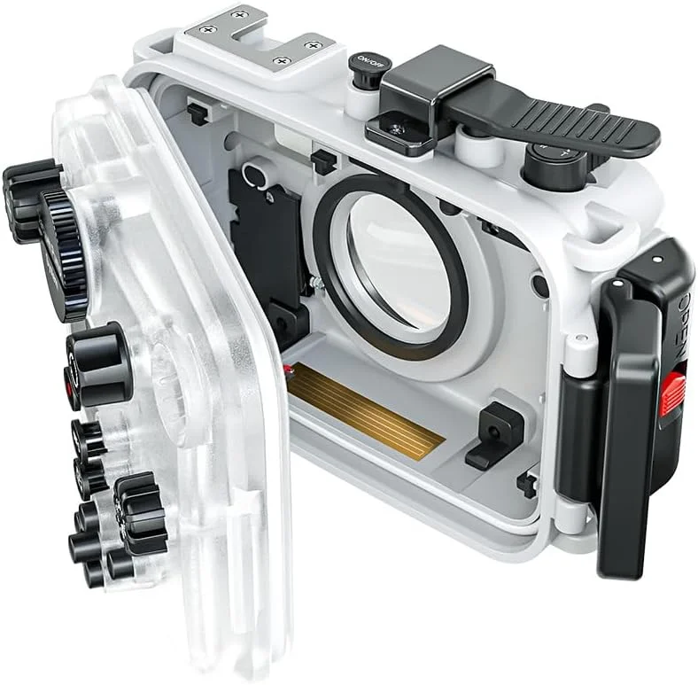 محفظه ضد آب دوربین Andoer TG7 مناسب برای دوربین های اکشن، عمق 60 متر، محفظه محافظ غواصی با رابط رزوه ای 52 میلی متری و آداپتور لنز 67 میلی متری سازگار با دوربین Olympus TG-7