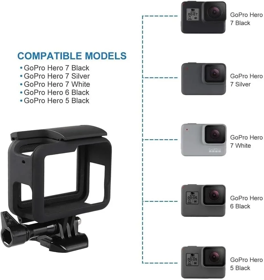 فریم نصب دوربین اکشن، سازگار با محفظه دوربین های Hero (Hero7 Black/Hero6 Black/Hero5 Black/Hero7 Silver/Hero7 White/Hero 2018) محفظه میکروفون