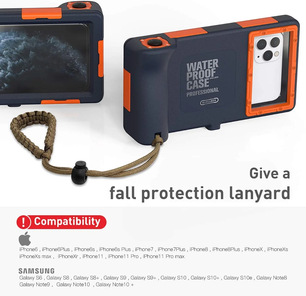 محفظه ضد آب جهانی AICase برای عکاسی در زیر آب مناسب برای آیفون 13 مینی/12/11/11 پرو/11 پرو مکس/XR/7/7 پلاس/8/8 پلاس/6/6s/6s پلاس [15 متر]، محفظه غواصی برای گلکسی S10/S10 پلاس/نوت 10 پلاس و غیره