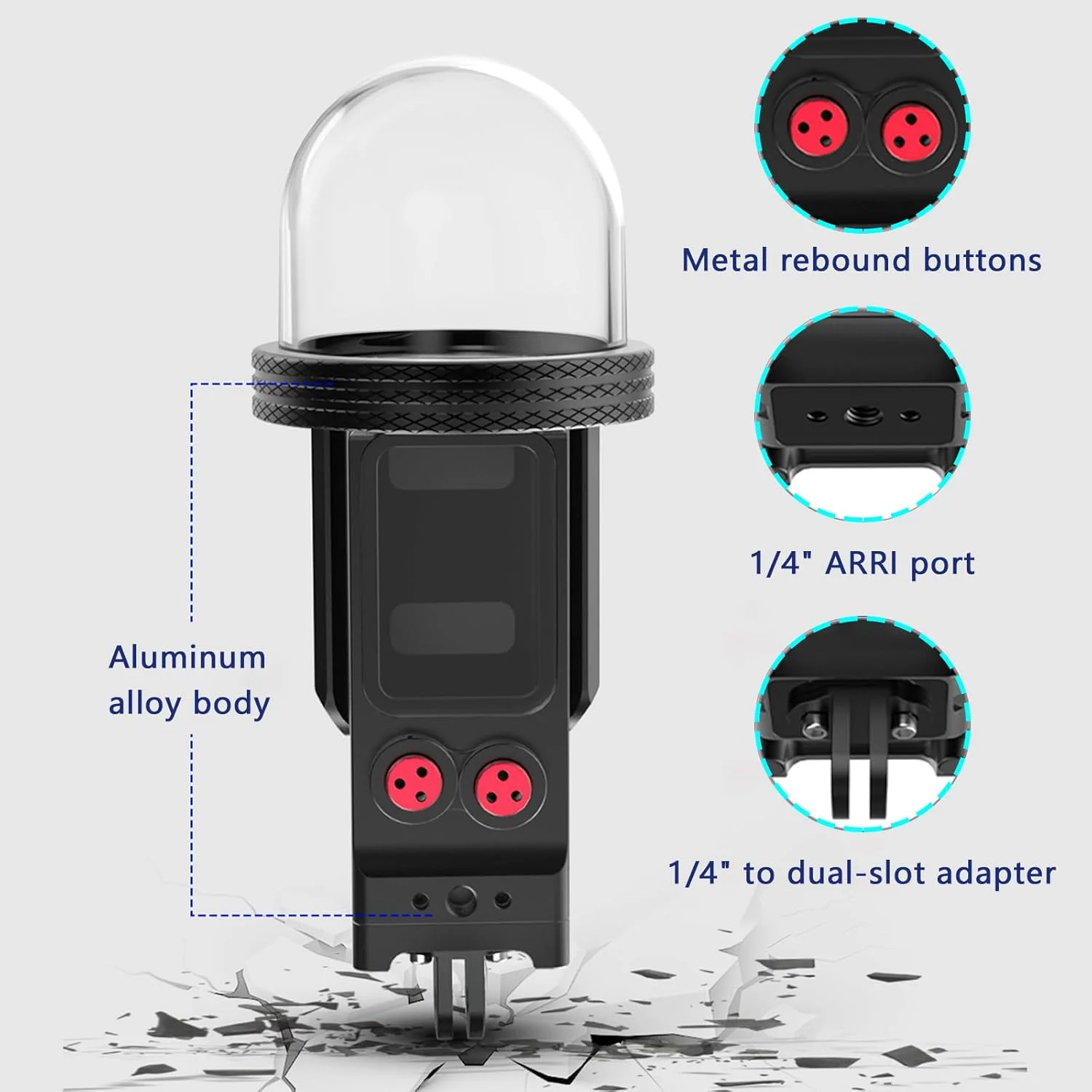 محفظه غواصی آلیاژ آلومینیوم برای DJI OSMO Pocket 3، محافظ ضد آب تا عمق 80 متری، همراه با لوازم جانبی براکت