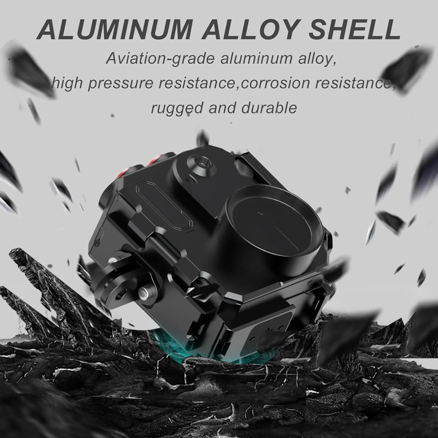 محفظه غواصی آلیاژ آلومینیوم برای Insta360 GO 3S و GO 3، محافظ ضد آب تا عمق 80 متری، همراه با لوازم جانبی براکت (گرد)