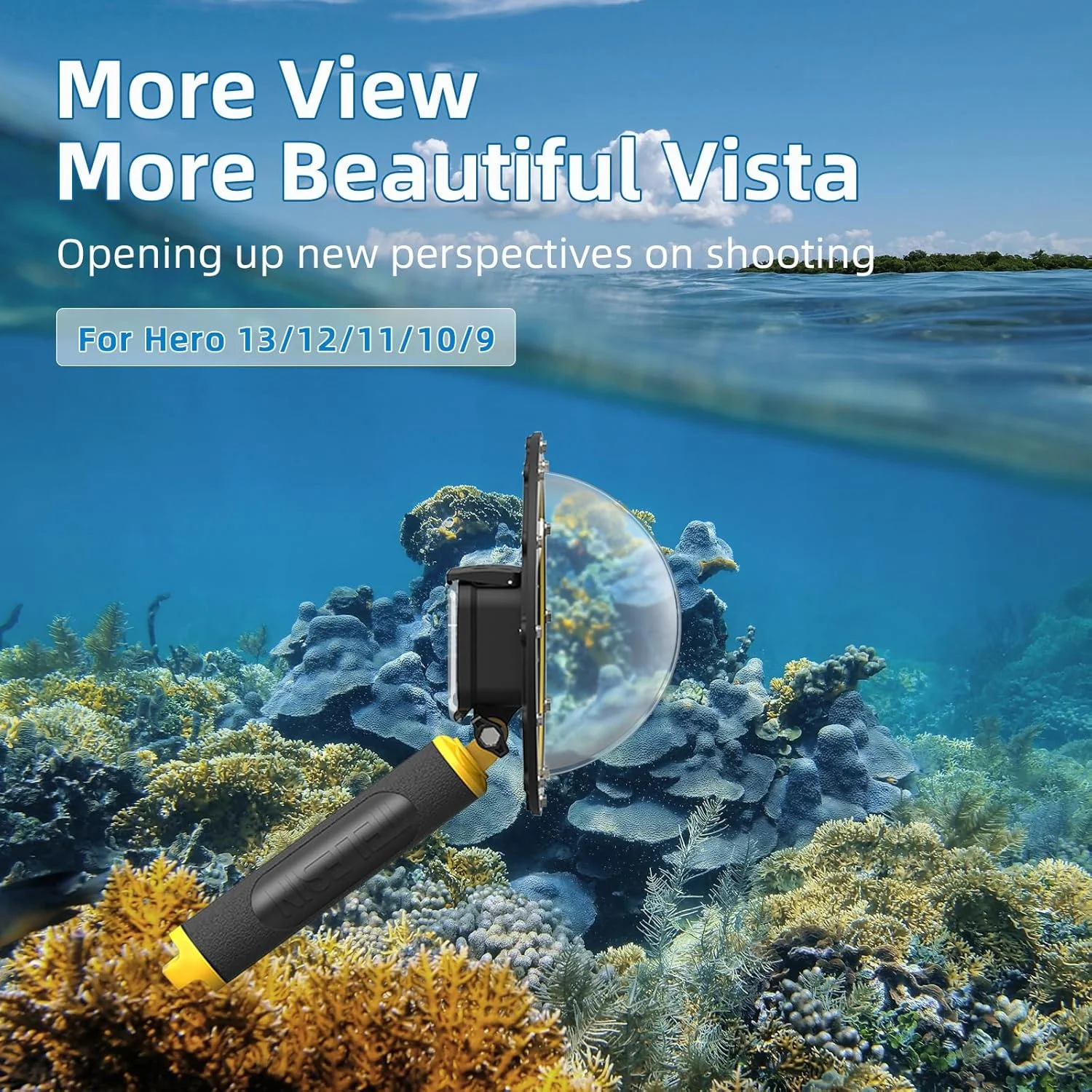 پورت دومی AFAITH برای GoPro Hero 9/10/11/12/13 Black، پورت دومی آکریلیک 6 اینچی زیر آب با قاب ضد آب + دسته شناور