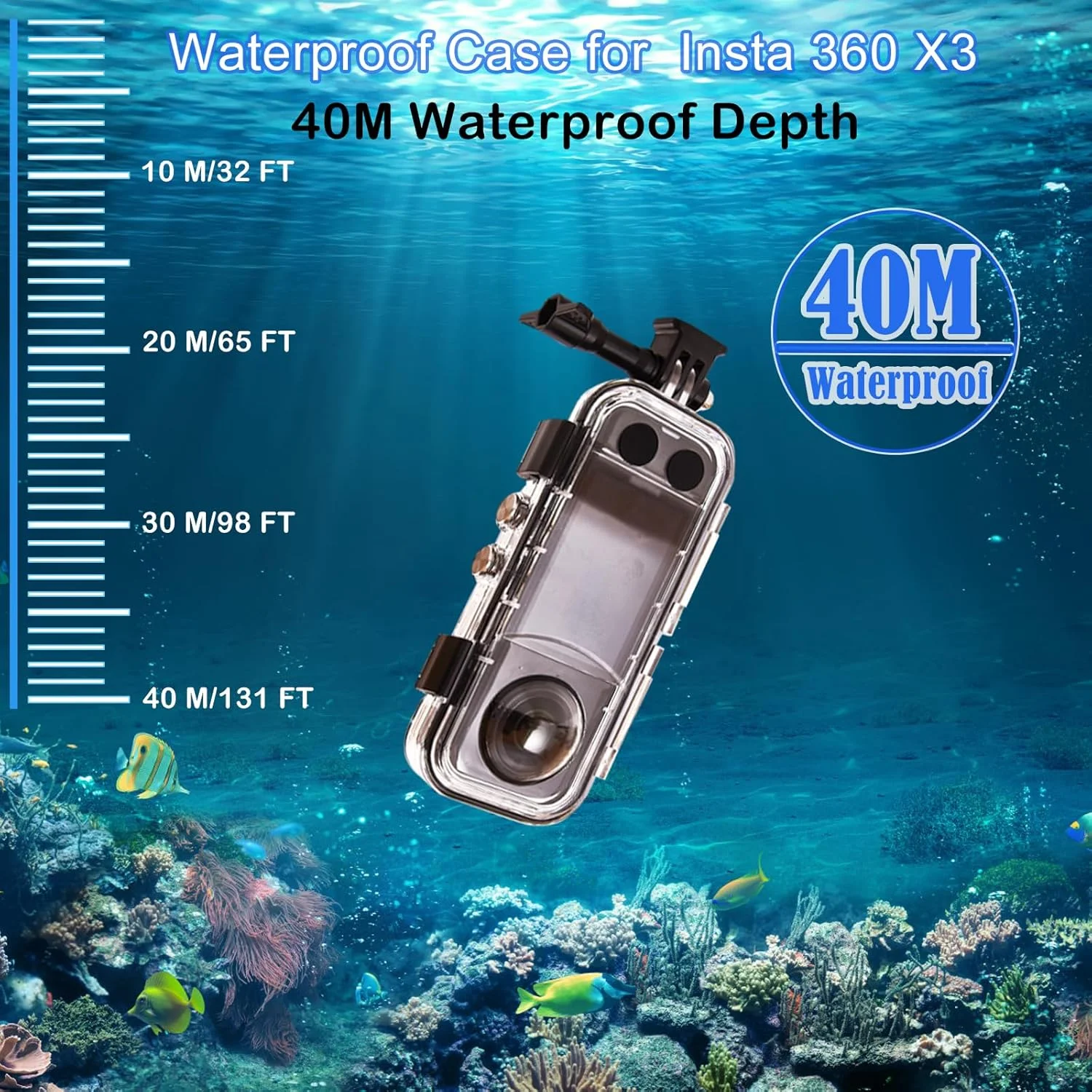 محفظه ضد آب 40 متری فقط برای Insta360 X3، محافظ زیر آب برای دوربین اکشن Insta360 X3 به همراه لوازم جانبی براکت