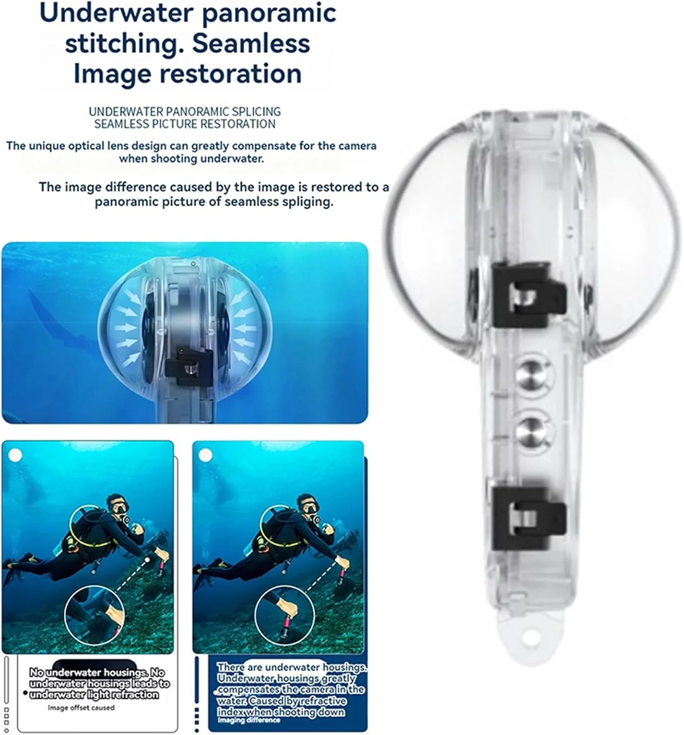 محفظه ضد آب 50 متری سازگار با دوربین اکشن اینستا360 X4 به همراه لوازم جانبی پایه، محفظه عکاسی زیر آب 164FT برای محفظه غواصی اینستا 360 X4