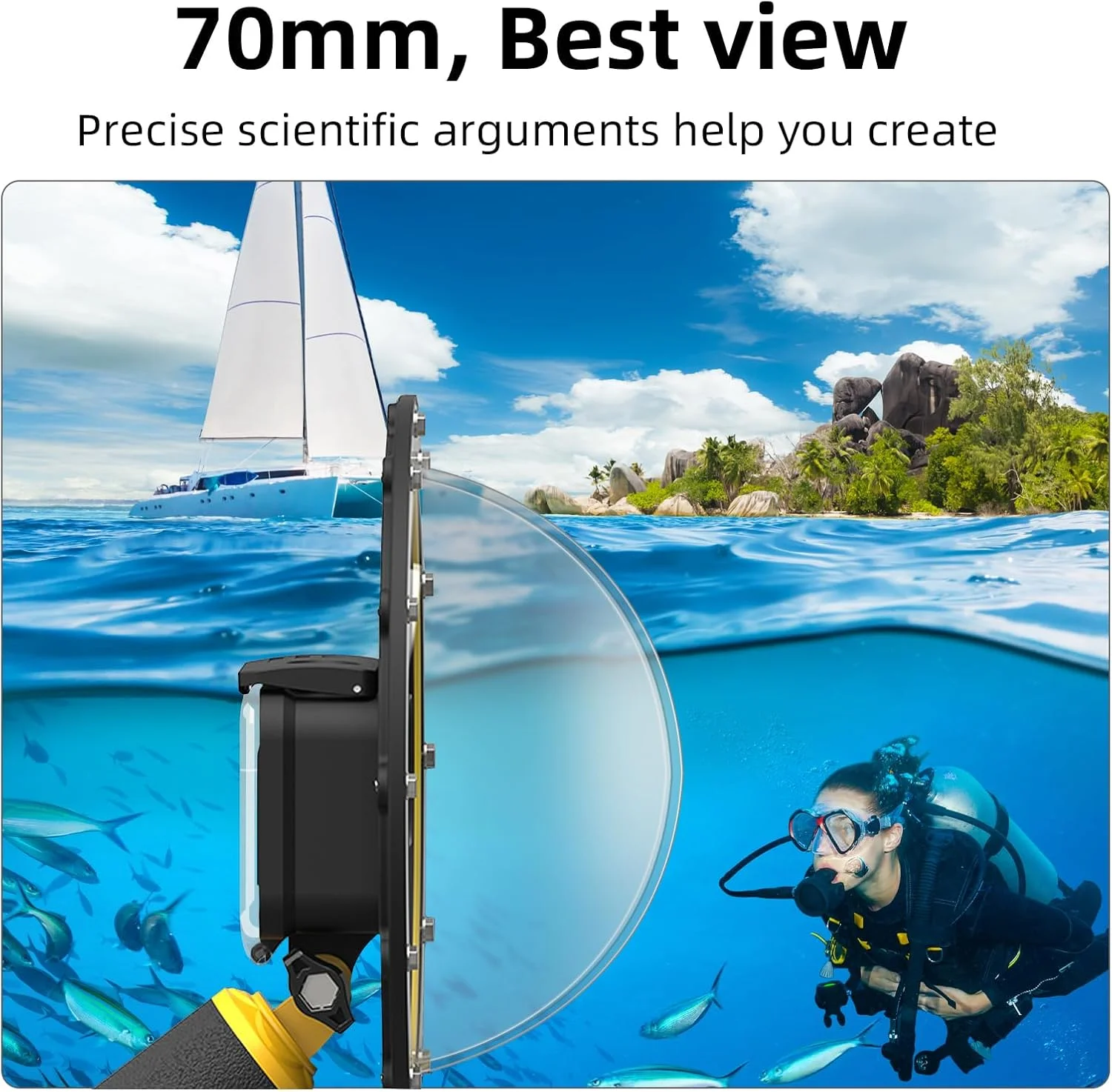 پورت دومی AFAITH برای GoPro Hero 9/10/11/12/13 Black، پورت دومی آکریلیک 6 اینچی زیر آب با قاب ضد آب + دسته شناور