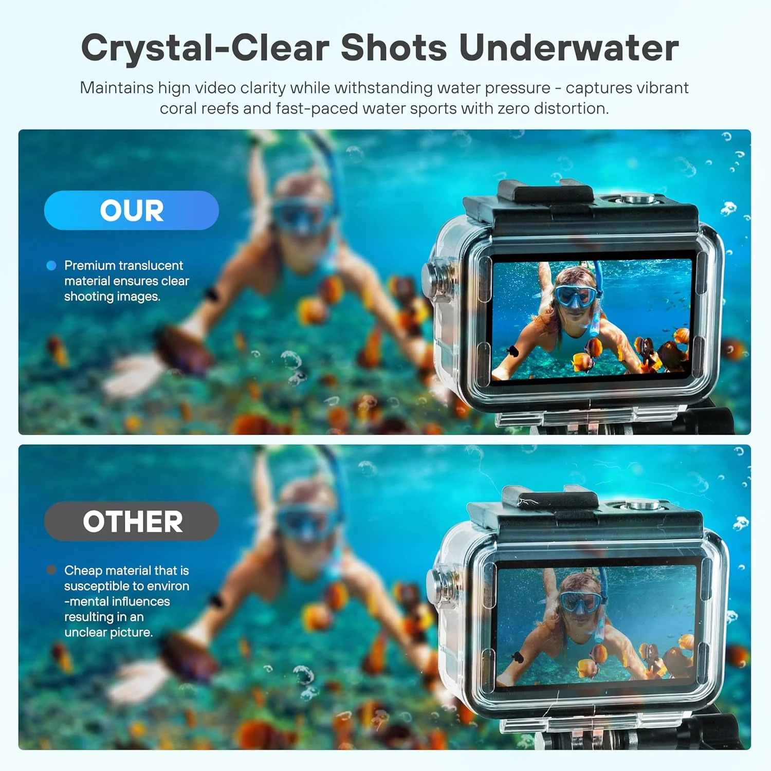 محفظه ضد آب 50 متری برای DJI Action 5 Pro Action 4/3، لوازم جانبی غواصی ضد مه برای عکاسی در زیر آب محفظه ضد آب 50 متری برای DJI Action 5 Pro Action 4/3، لوازم جانبی غواصی ضد مه برای عکاسی در زیر آب