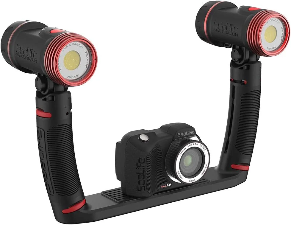 دوربین زیرآبی SeaLife Micro 3.0 Pro Duo 5000 به همراه دو چراغ برای عکاسی و فیلمبرداری، نصب آسان، انتقال بی سیم، به همراه کیف حمل