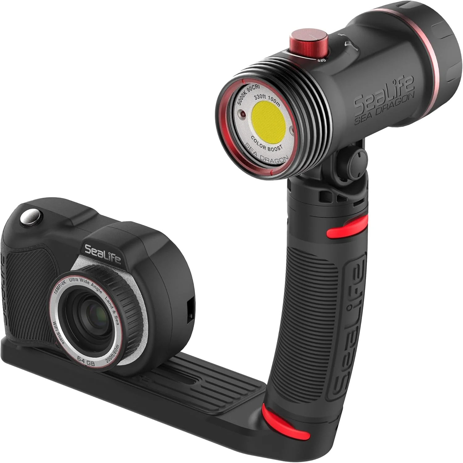 ست دوربین و نور زیرآب SeaLife Micro 3.0 Pro 3000 Color Boost برای عکس و فیلم، تنظیم آسان، انتقال بی‌سیم، با کیف مسافرتی Sea Dragon