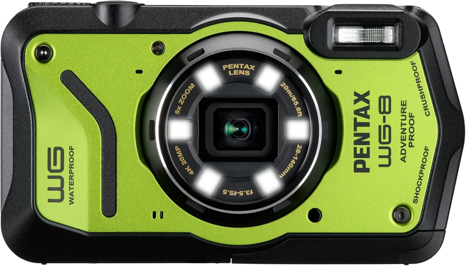 دوربین ماجراجویی همه آب و هوای PENTAX WG-8 سبز، با عملکرد عالی ضد آب، ضد گرد و غبار و مقاوم در برابر ضربه، نور حلقه ای چند منظوره برای عکاسی ماکرو و عملکرد وب کم دوربین ماجراجویی همه آب و هوای PENTAX WG-8 سبز، با عملکرد عالی ضد آب، ضد گرد و غبار و مقاوم در برابر ضربه، نور حلقه ای چند منظوره برای عکاسی ماکرو و عملکرد وب کم