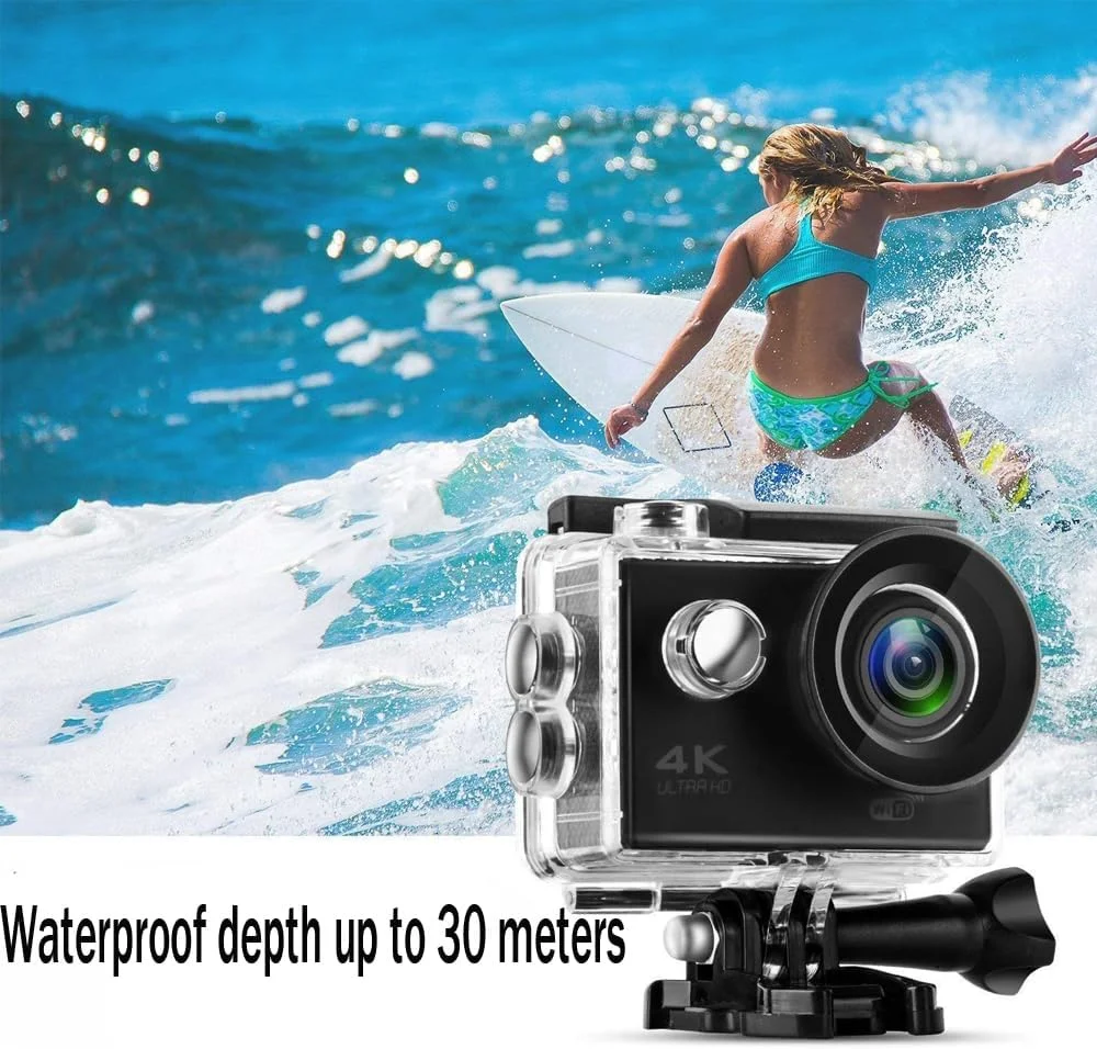 دوربین ورزشی 4K با کیفیت 20 مگاپیکسل، WiFi، ضدآب تا عمق 30 متر، مناسب برای ولاگ، دارای زاویه دید فوق عریض 170 درجه، کنترل از راه دور 2.4G، ضد لرزش، صفحه نمایش LCD 2.0 اینچی به همراه کیت لوازم جانبی دوربین ورزشی 4K با کیفیت 20 مگاپیکسل، WiFi، ضدآب تا عمق 30 متر، مناسب برای ولاگ، دارای زاویه دید فوق عریض 170 درجه، کنترل از راه دور 2.4G، ضد لرزش، صفحه نمایش LCD 2.0 اینچی به همراه کیت لوازم جانبی