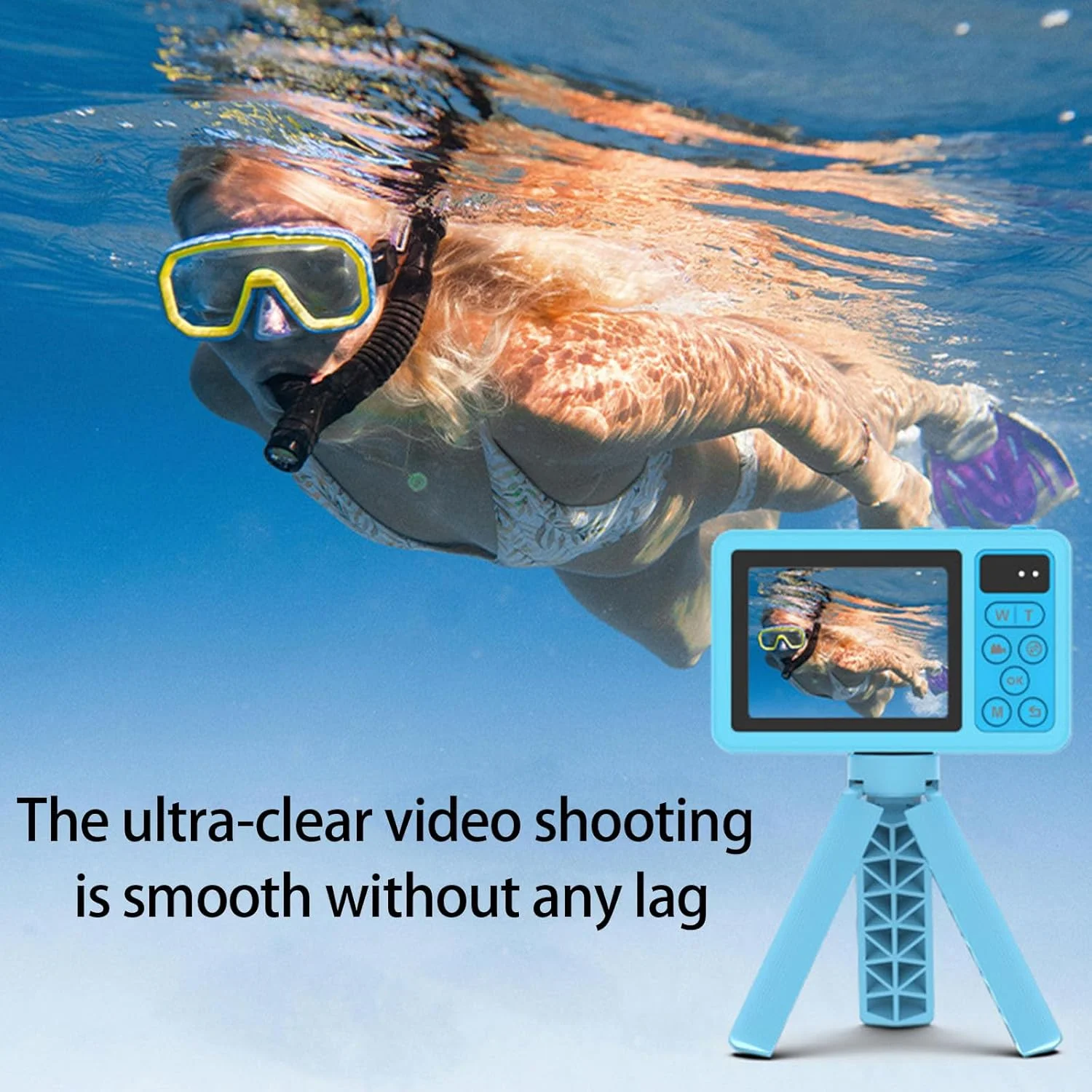 دوربین فشرده ضد آب IP68 با کیفیت 48 مگاپیکسل، صفحه نمایش 2.8 اینچی و باتری 1200 میلی آمپری، دوربین سبک وزن برای علاقه مندان به ورزش های آبی، مناسب غواصی