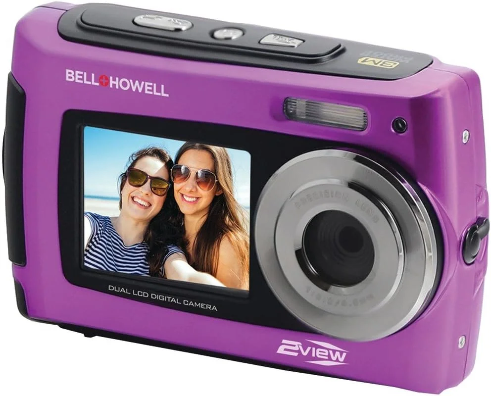 دوربین دیجیتال و فیلمبرداری دو صفحه نمایش بل + هاول 2VIEW 18.0MP HD (ضد آب تا عمق 3 متر)، 2.7 اینچ، بنفش (2VIEW18-P) دوربین دیجیتال و فیلمبرداری دو صفحه نمایش بل + هاول 2VIEW 18.0MP HD (ضد آب تا عمق 3 متر)، 2.7 اینچ، بنفش (2VIEW18-P)