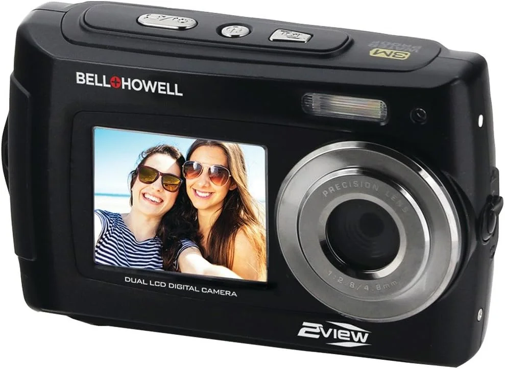 دوربین دیجیتال و فیلمبرداری دو صفحه نمایش بل + هاول 2VIEW 18.0MP HD (ضد آب تا عمق 3 متر)، 2.7 اینچ، مشکی (2VIEW18-BK)