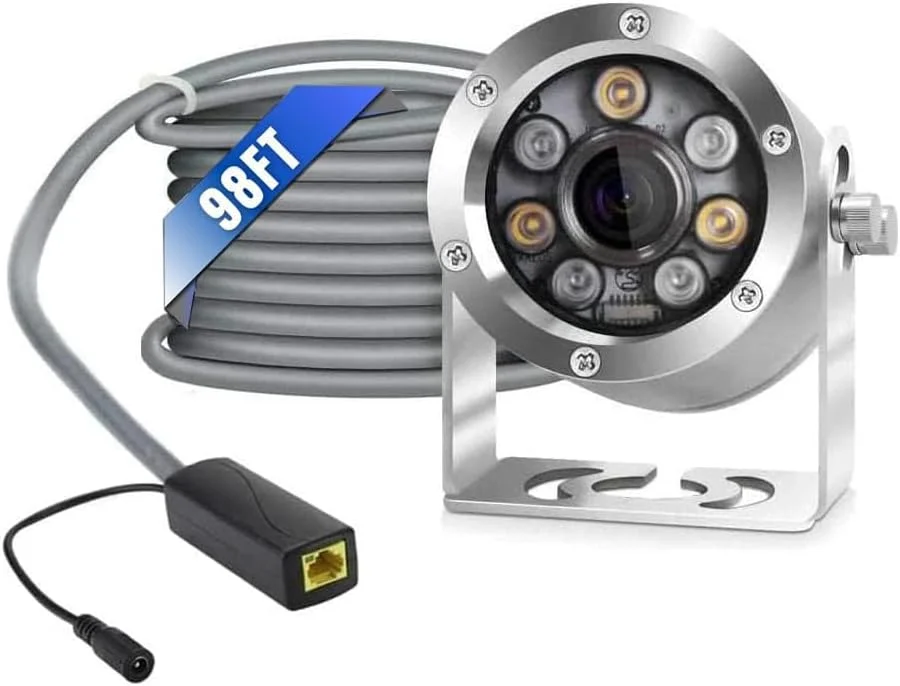 دوربین POE زیرآبی آکواریوم Barlus HD، استیل ضد زنگ دریایی، CMOS 2592 * 1944، لنز 2.8 میلی‌متری با نور، دوربین ضد آب IP68 با کابل 98 فوتی