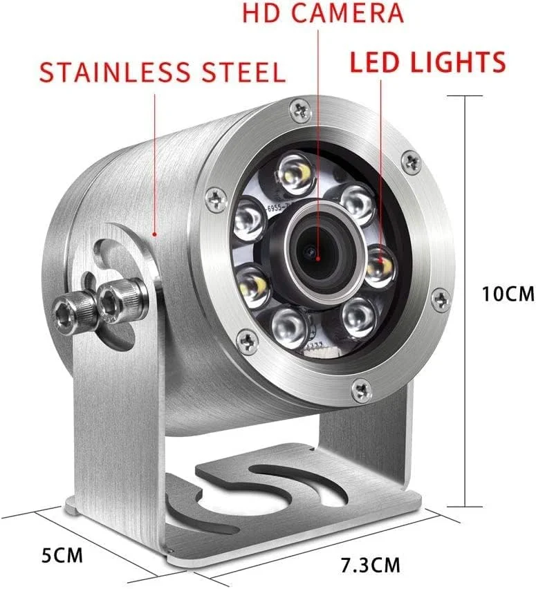 دوربین زیرآبی بارلوس POE 5MP با لنز CMOS و زاویه دید 100 درجه، بدنه استیل ضد زنگ مناسب آب دریا با نور کمکی و استاندارد ضدآب IP68، مناسب برای حوضچه ماهی کوی به صورت شبانه روزی با کابل 32 فوتی