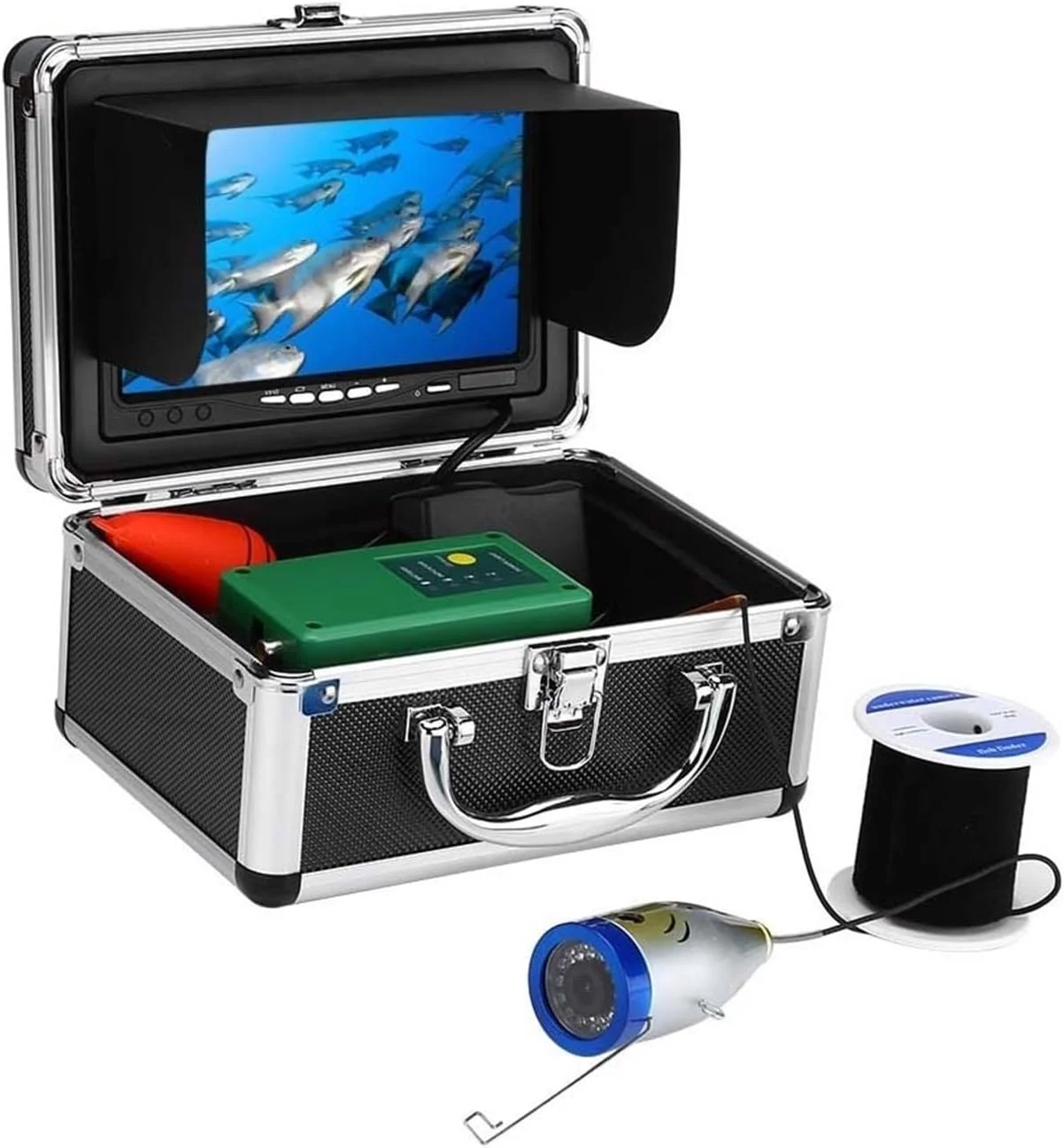 دوربین زیر آب، دوربین ماهی یاب زمستانی برای ماهیگیری در زیر آب 7 اینچی 1000TVL IP68 ضد آب 15 متری 30 متری 50 متری برای ماهیگیری در یخ/دریا/رودخانه (50 متری با DVR)