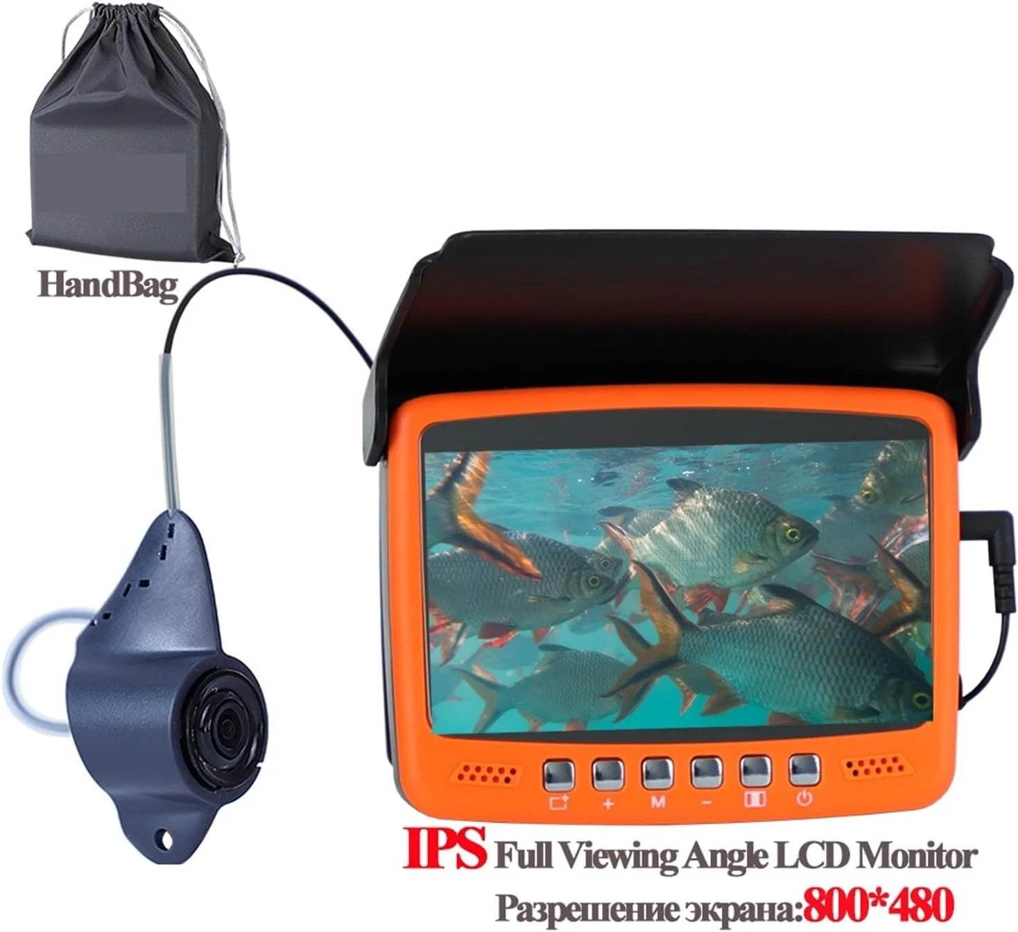 دوربین زیر آب، دوربین ماهیگیری زیر یخ HD 1000 خطی با صفحه نمایش 4.3 اینچی IPS و 8 چراغ مادون قرمز با قابلیت روشن/خاموش