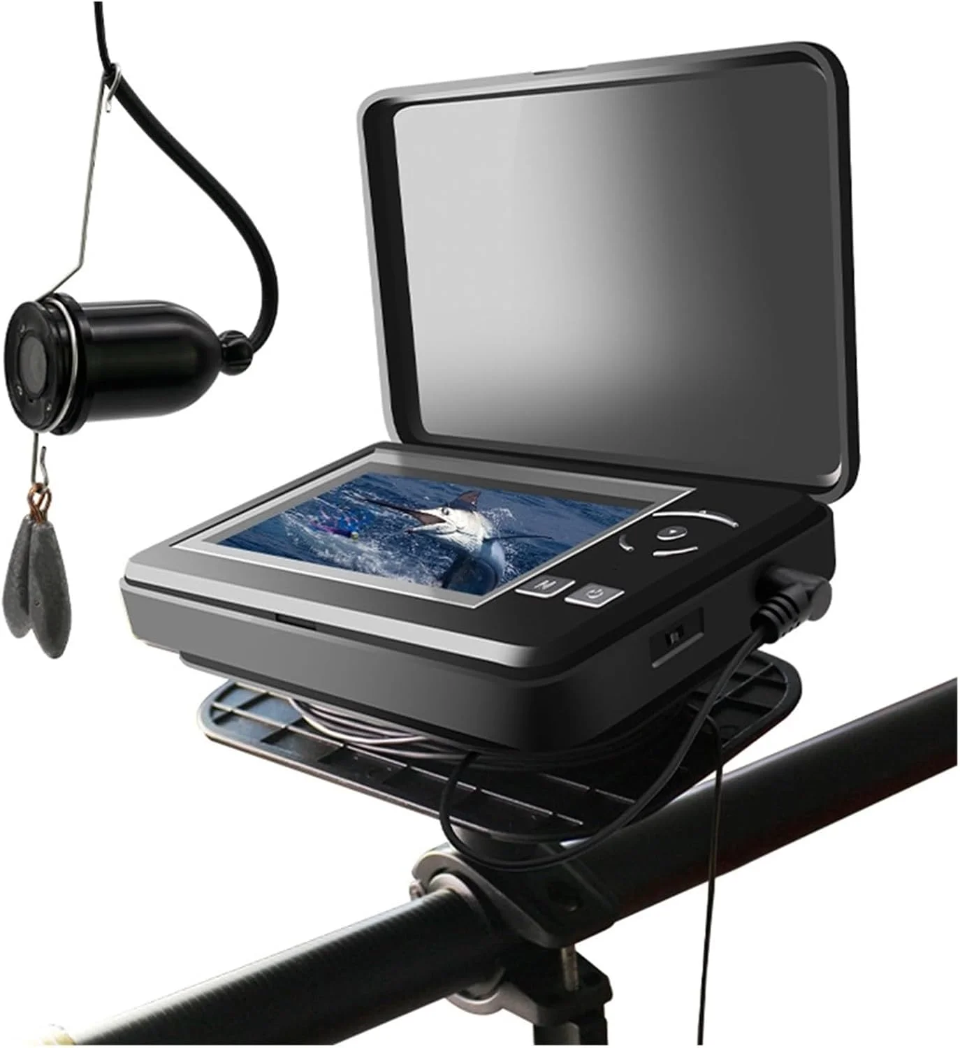 دوربین زیر آب، دوربین ماهیگیری زیر آب ضد آب با صفحه نمایش 4.3 اینچی LCD برای ماهیگیری در دریاچه یخ زده، دریا و قایق