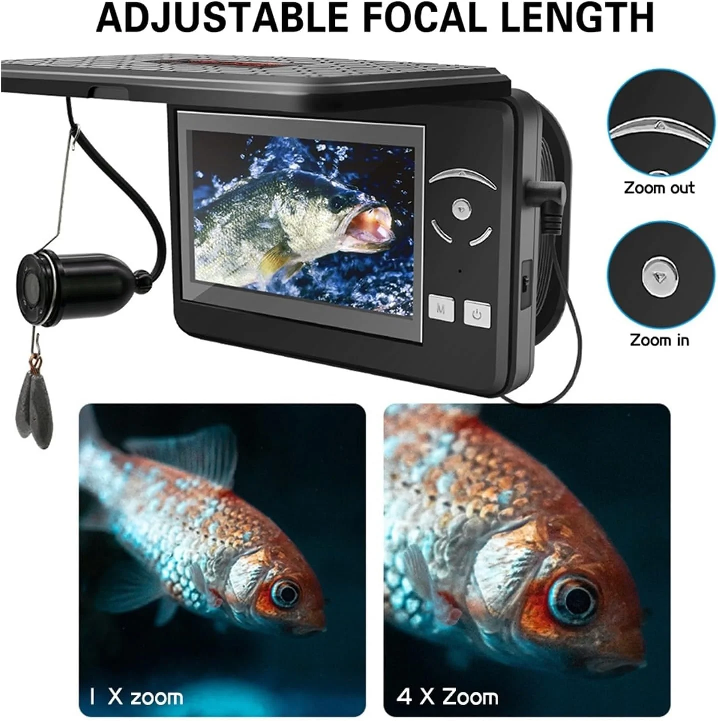 دوربین زیر آب، دوربین ماهیگیری زیر آب ضد آب با صفحه نمایش 4.3 اینچی LCD برای ماهیگیری در دریاچه یخ زده، دریا و قایق