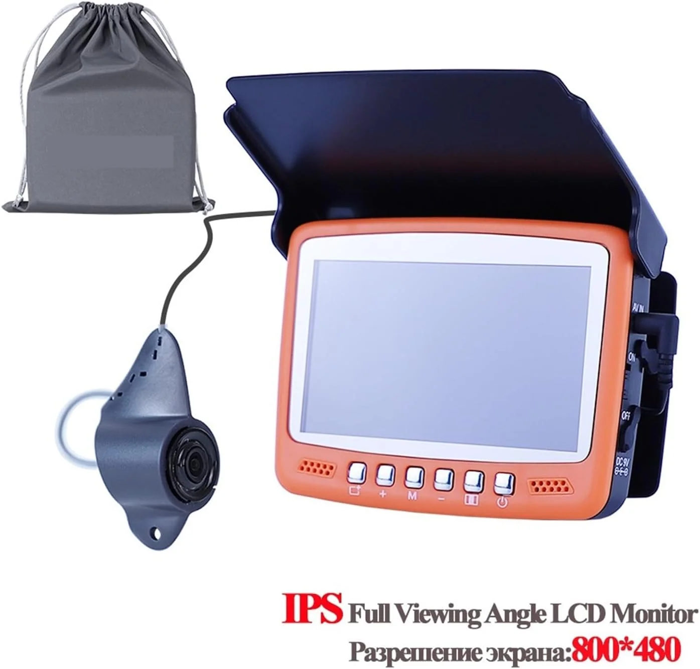 دوربین زیرآبی، ماهی یاب ویدیویی قابل حمل برای ماهیگیری زمستانی با مانیتور 4.3 اینچی IPS LCD و کابل 20 متری دارای 8 LED دید در شب