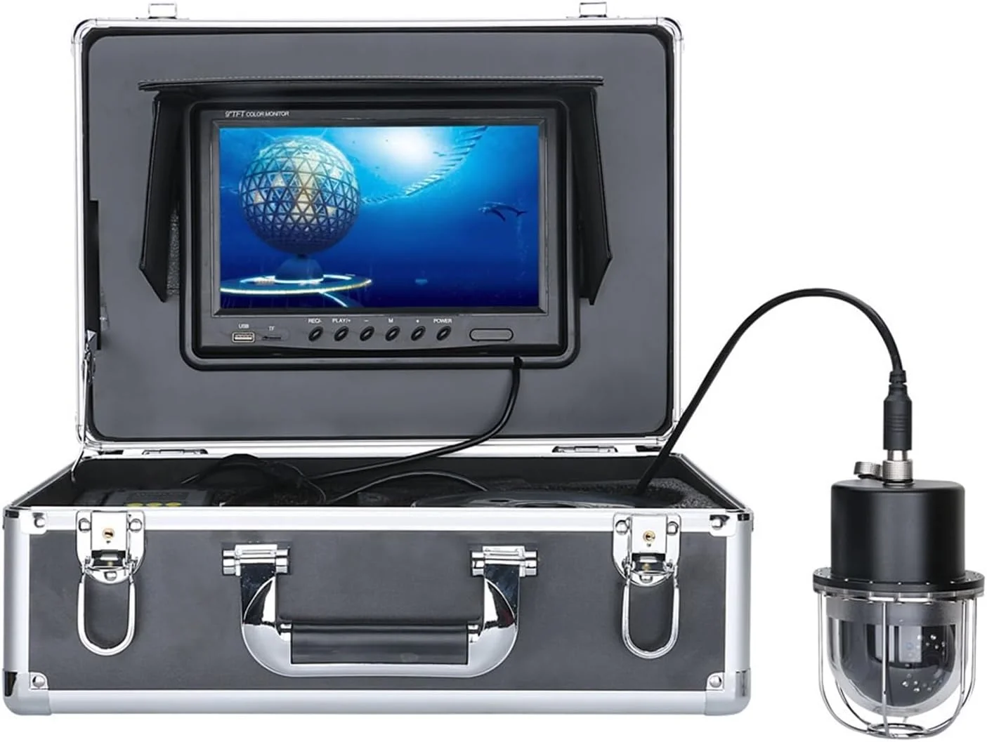 دوربین زیر آب، ضبط کننده DVR 9 اینچی دوربین فیلمبرداری ماهیگیری زیر آب با 20 LED و قابلیت چرخش 360 درجه ای گنبدی و نمایش پانوراما (20 متری) دوربین زیر آب، ضبط کننده DVR 9 اینچی دوربین فیلمبرداری ماهیگیری زیر آب با 20 LED و قابلیت چرخش 360 درجه ای گنبدی و نمایش پانوراما (20 متری)