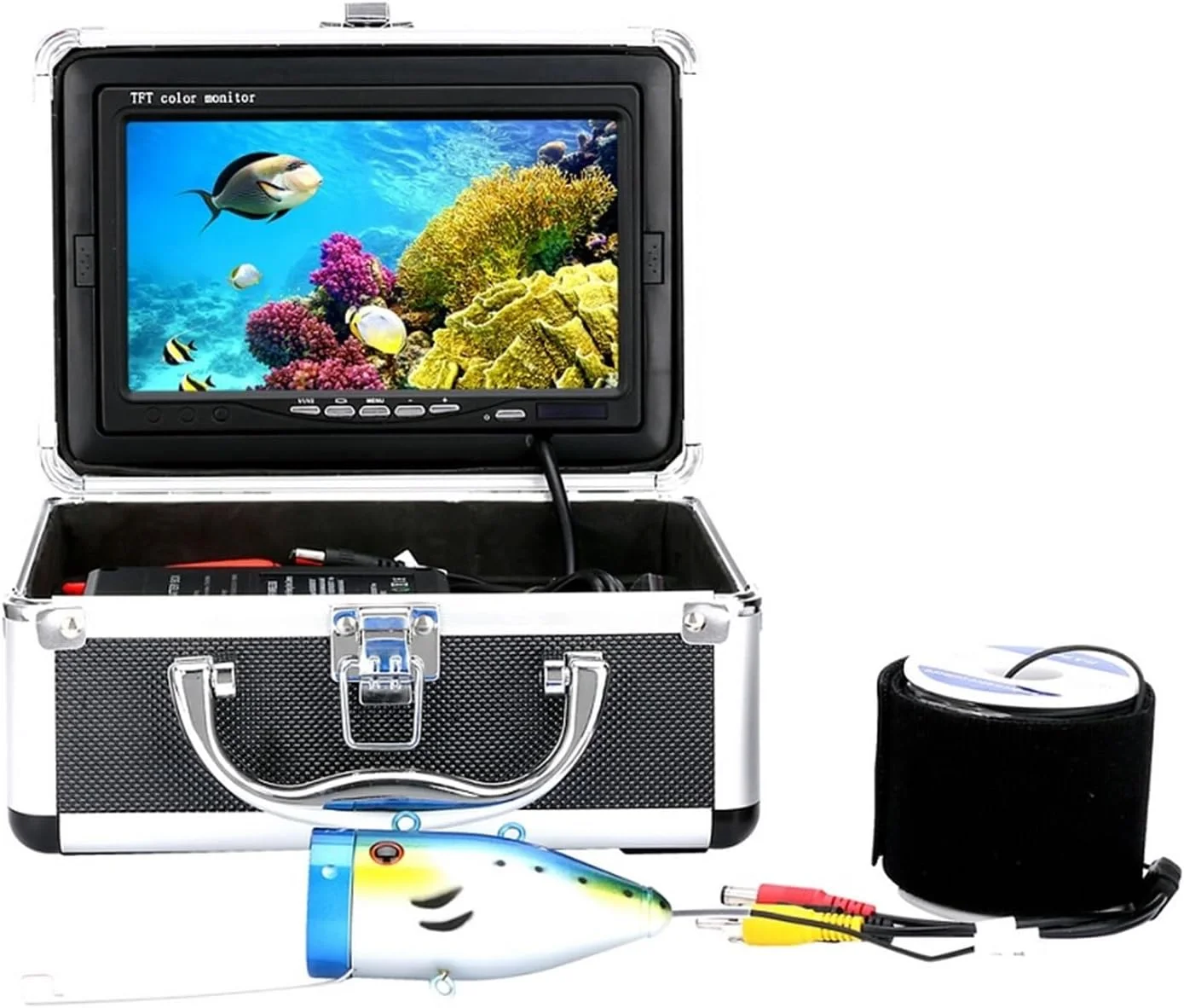 دوربین زیر آب، دوربین ماهیگیری زیر آب 50 متری 1000tvl کیت دوربین فیلمبرداری ماهیگیری زیر آب 12 عدد چراغ LED با مانیتور رنگی 7 اینچی دوربین زیر آب، دوربین ماهیگیری زیر آب 50 متری 1000tvl کیت دوربین فیلمبرداری ماهیگیری زیر آب 12 عدد چراغ LED با مانیتور رنگی 7 اینچی