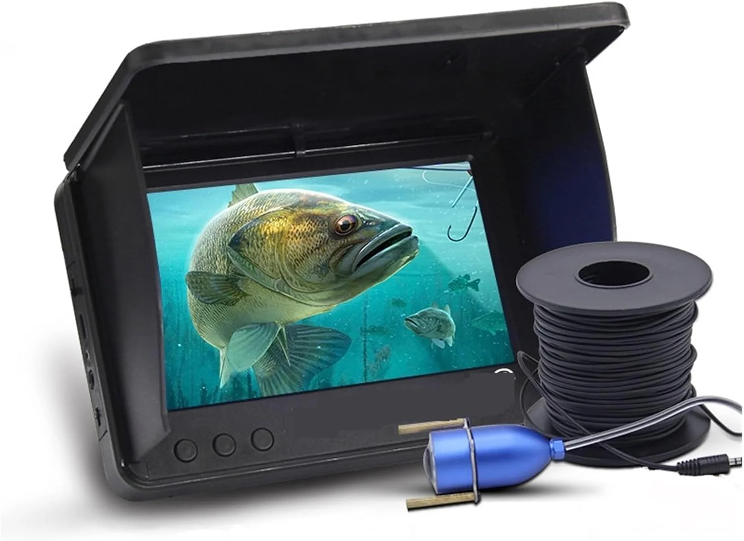 دوربین زیر آب، ماهی یاب ویدیویی قابل حمل LCD با صفحه نمایش 5.0/4.3 اینچی، دوربین ماهیگیری ضد آب IPS 1080P با زاویه دید 220 درجه و 9 ساعت استقامت و دید در شب