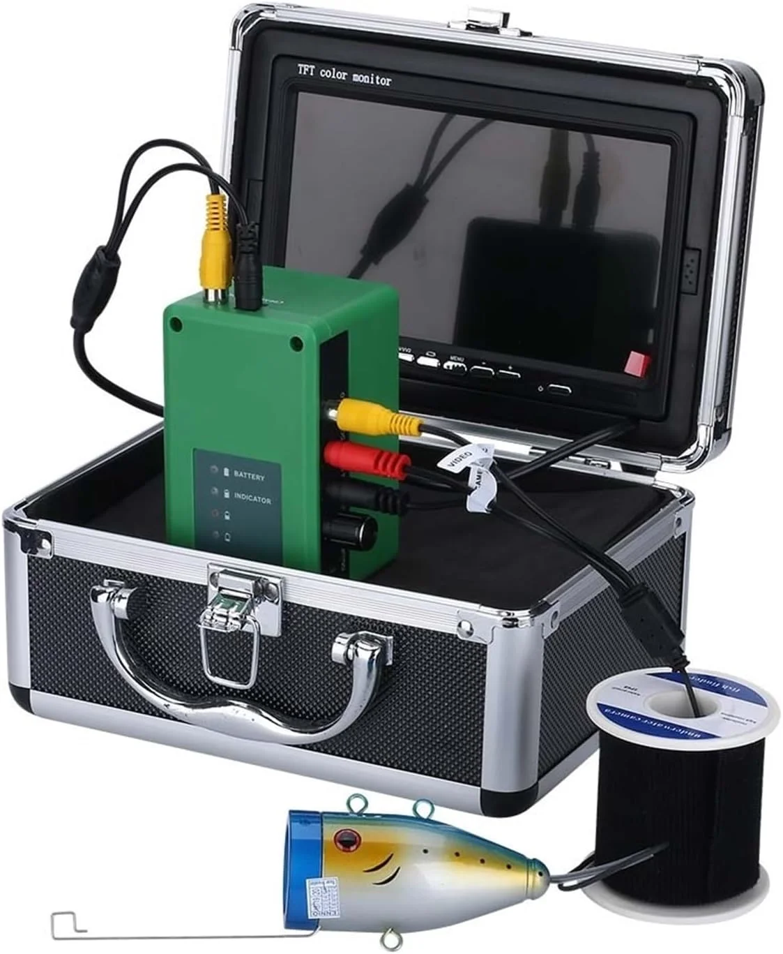 دوربین زیر آب، ماهی یاب 7 اینچی دوربین ماهیگیری زیر آب دو لامپ 30LEDs 15M 30M 50M ضد آب برای ماهیگیری در یخ/دریا/رودخانه (50M با DVR) دوربین زیر آب، ماهی یاب 7 اینچی دوربین ماهیگیری زیر آب دو لامپ 30LEDs 15M 30M 50M ضد آب برای ماهیگیری در یخ/دریا/رودخانه (50M با DVR)