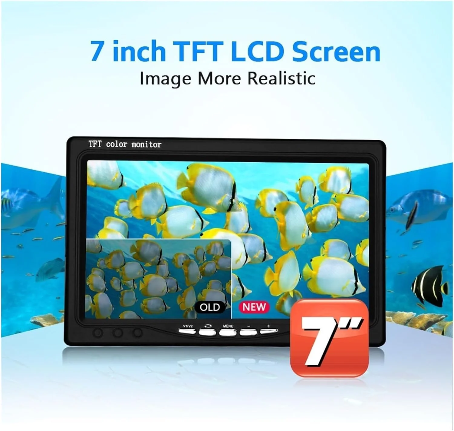 دوربین زیر آب، ماهی یاب 7 اینچی دوربین ماهیگیری زیر آب دو لامپ 30LEDs 15M 30M 50M ضد آب برای ماهیگیری در یخ/دریا/رودخانه (50M با DVR)