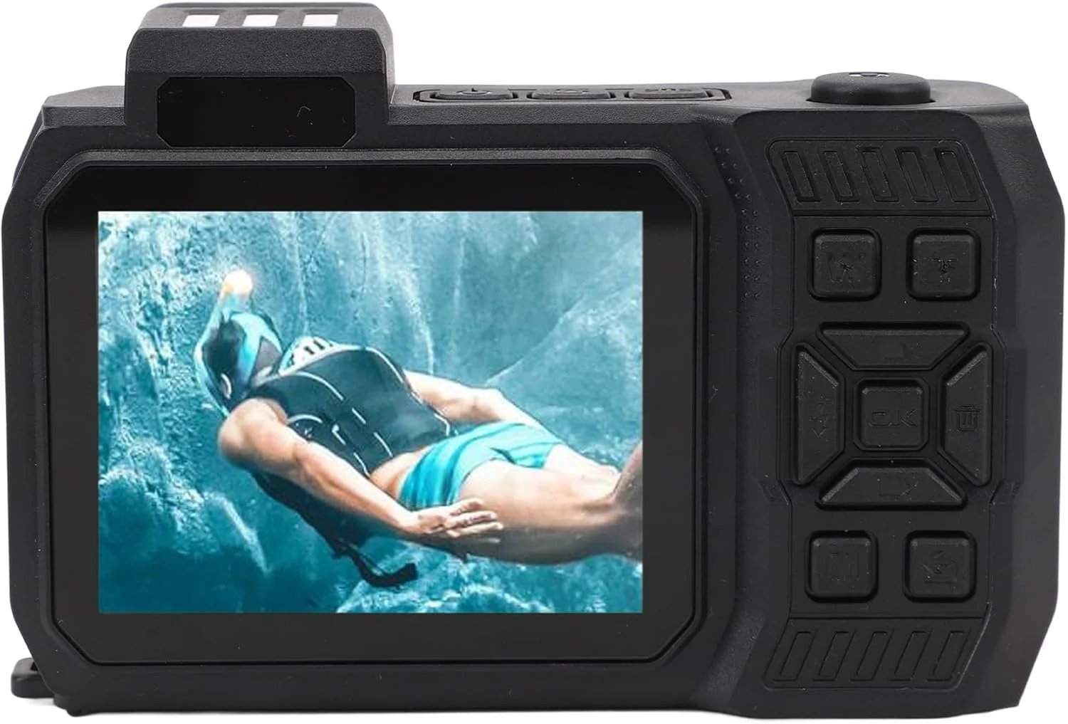 دوربین 4K ضد آب، دوربین ضد آب تا عمق 10 متر، فوکوس خودکار 65 مگاپیکسل، صفحه نمایش دوگانه سلفی، زوم 18 برابر، دوربین دیجیتال جمع و جور مناسب غواصی (نارنجی)