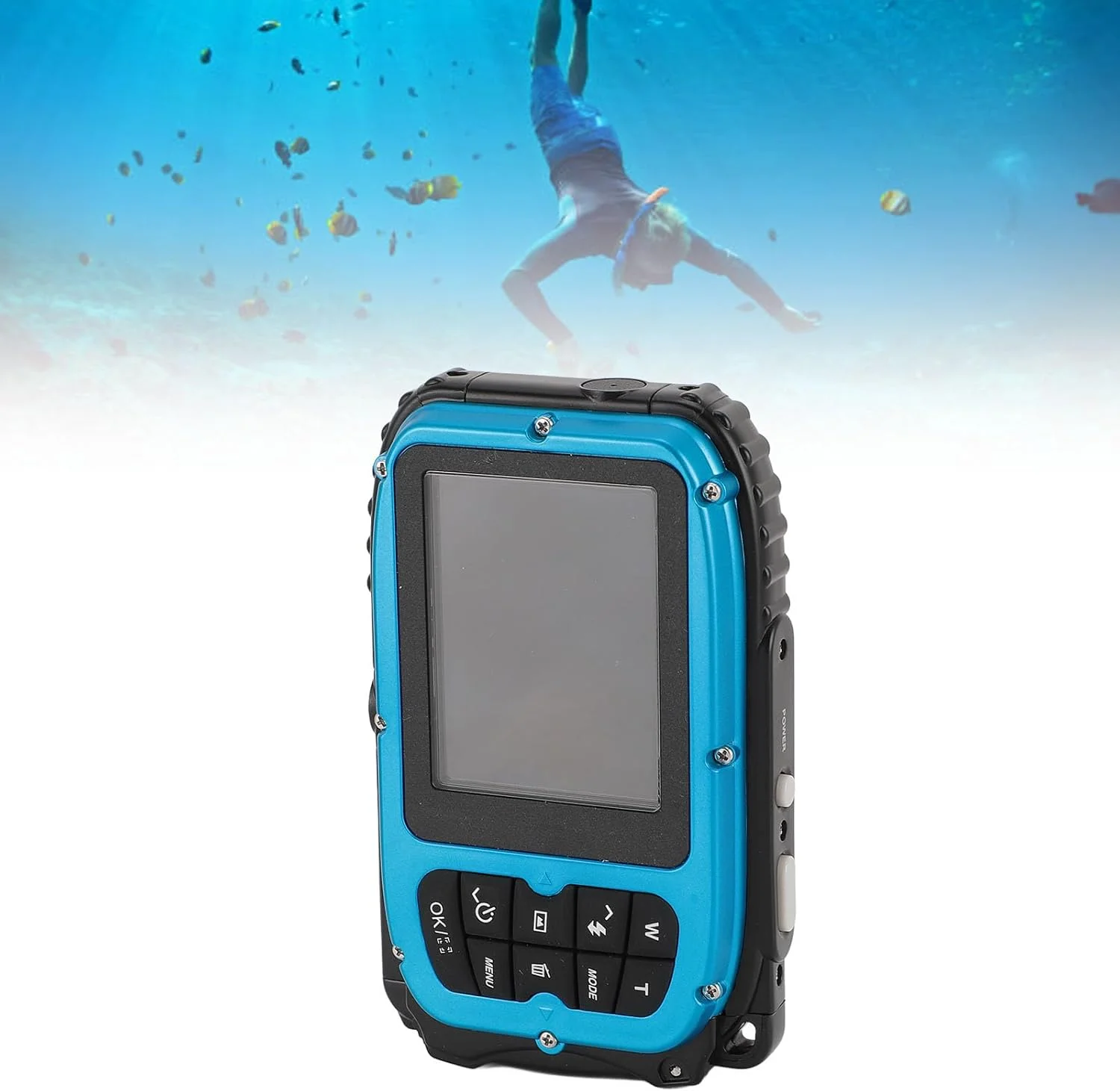 دوربین سلفی زیر آب 1080P 48MP با قابلیت تشخیص چهره، مناسب غواصی و ماجراجویی در آب، ضد آب (آبی)