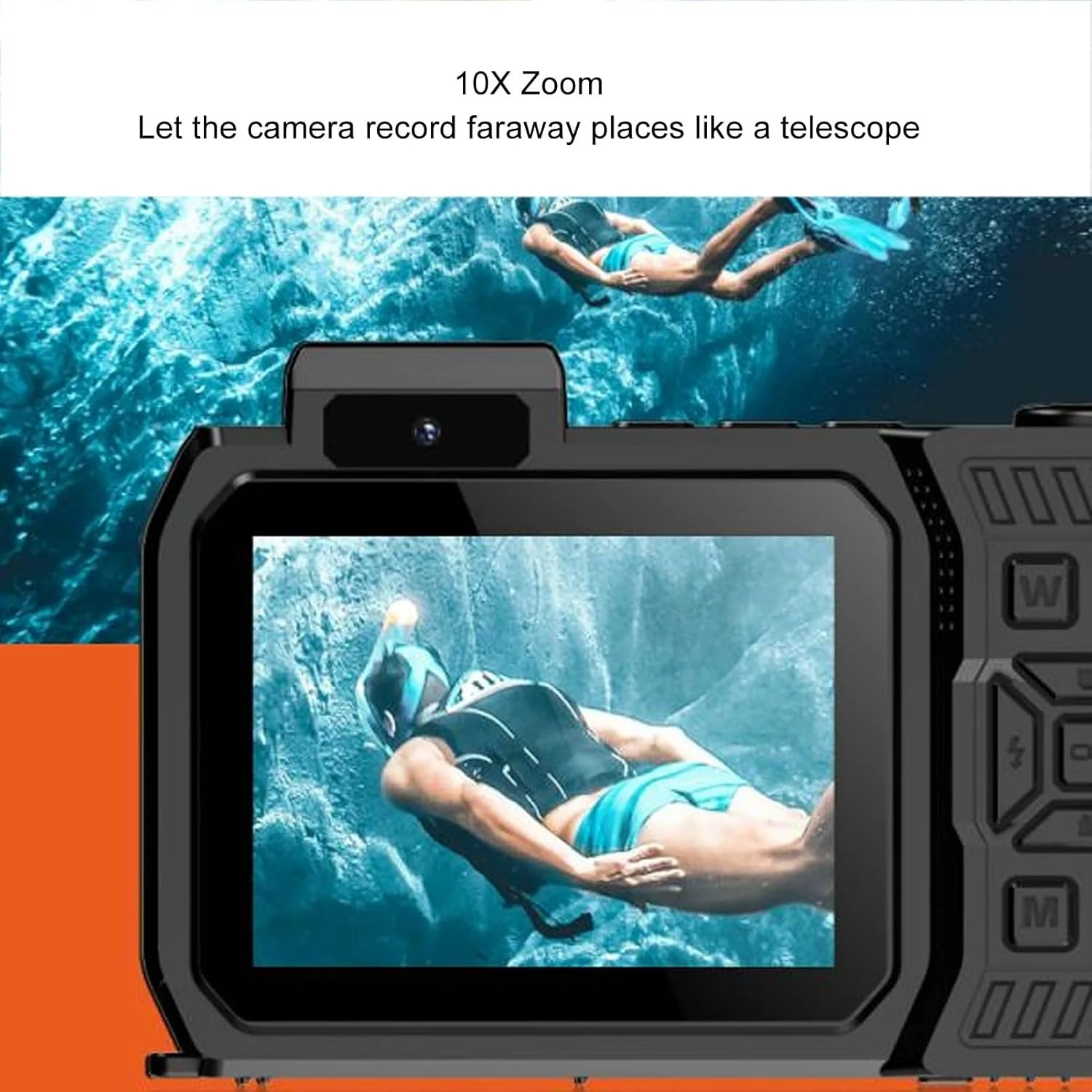 دوربین زیرآبی 4K Dpofirs، دوربین دیجیتال ضد آب تا عمق 10 متر، دوربین سلفی دو صفحه نمایش با فوکوس خودکار 65 مگاپیکسل، ضد گرد و غبار و ضد ضربه، دوربین شناور، برای غواصی و ورزش های آبی (مشکی)