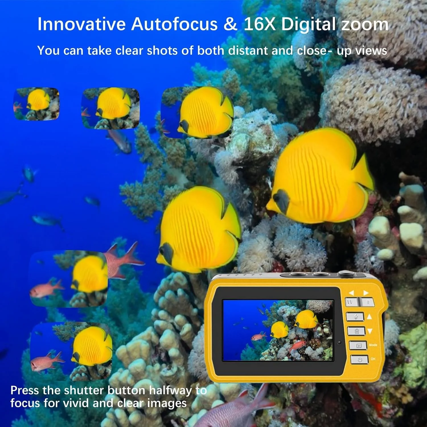 دوربین زیر آب 4K، کامپکت Full HD 4K و 48 مگاپیکسل، دوربین ضد آب 10 فوتی برای غواصی، موج سواری، رفتینگ، دو صفحه نمایش برای سلفی/زوم دیجیتال 16X/نور پرکننده/پشتیبانی از 128 گیگابایت (زرد) دوربین زیر آب 4K، کامپکت Full HD 4K و 48 مگاپیکسل، دوربین ضد آب 10 فوتی برای غواصی، موج سواری، رفتینگ، دو صفحه نمایش برای سلفی/زوم دیجیتال 16X/نور پرکننده/پشتیبانی از 128 گیگابایت (زرد)