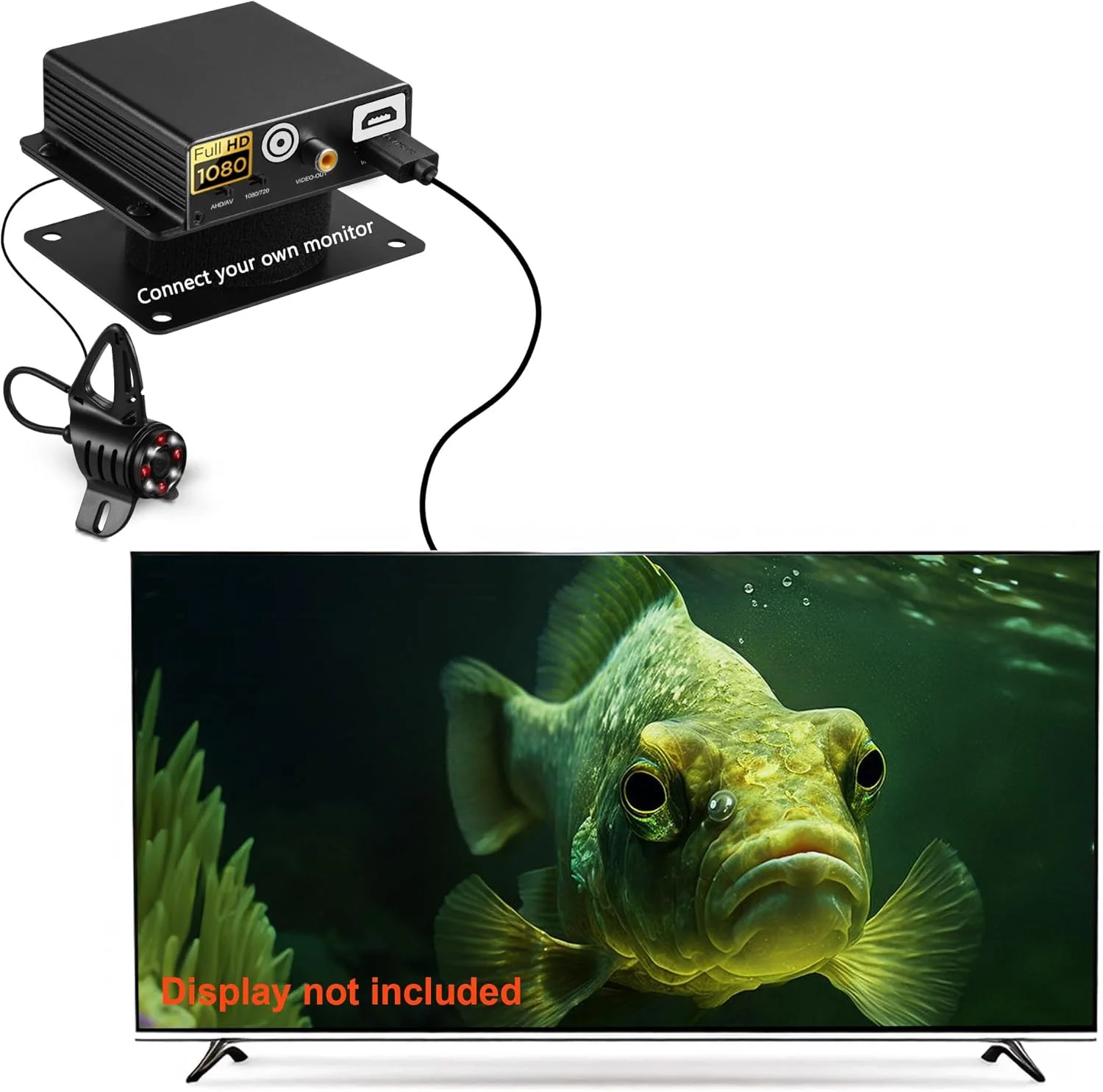 دوربین ماهیگیری زیر آب FishPRO® 2026 ارتقا یافته با HDMI+AV - HD1080P - [اتصال به مانیتور شخصی] دوربین زیر آبی ماهیگیری روی یخ، شارژ DC12V، [تمام آلومینیومی] هدیه ماهیگیری روی یخ برای مردان، IR+LED، 20 متر