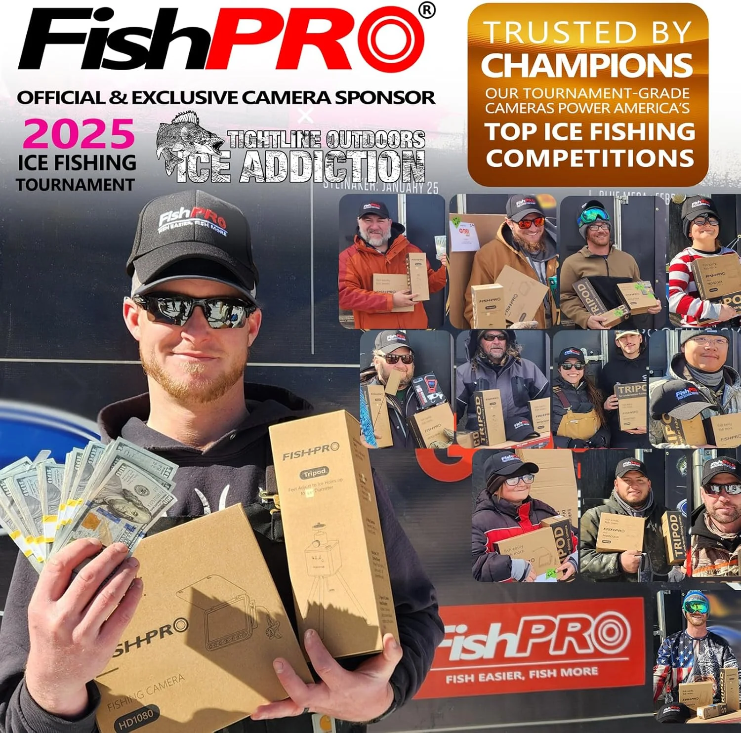 دوربین ماهیگیری زیر آب FishPRO® 2026 ارتقا یافته با HDMI+AV - HD1080P - [اتصال به مانیتور شخصی] دوربین زیر آبی ماهیگیری روی یخ، شارژ DC12V، [تمام آلومینیومی] هدیه ماهیگیری روی یخ برای مردان، IR+LED، 20 متر