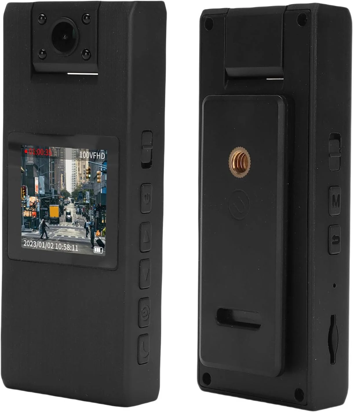 دوربین بدنه، ضبط کننده صوتی و تصویری، دوربین دوچرخه با صفحه نمایش، لنز چرخان 180 درجه، کارت حافظه 32 گیگابایتی، دید در شب مادون قرمز برای دوچرخه سواری در فضای باز