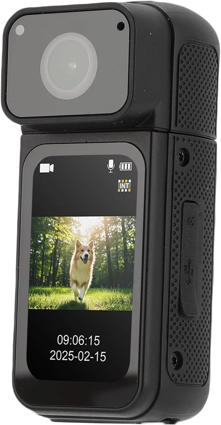 دوربین پوشیدنی 2.7K HD، با بند مغناطیسی، لنز 170 درجه، 100 دقیقه ضبط، قابل پوشیدن برای کار/نگهبانی/استفاده روزانه (مشکی)