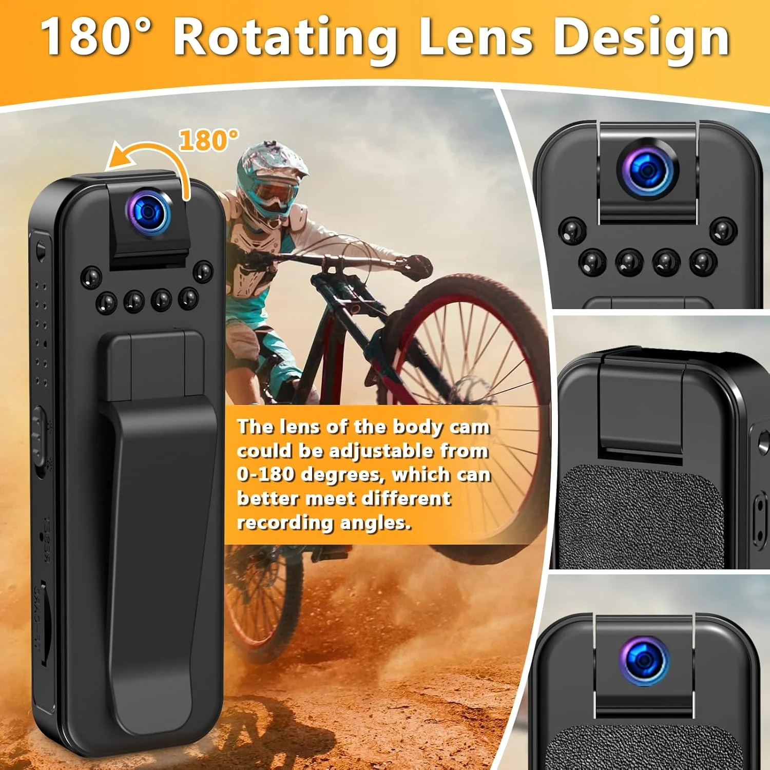 دوربین کوچک فیلمبرداری HD 1080P با دید در شب، دوربین فیلمبرداری پوشیدنی با لنز چرخان 180 درجه و گیره های محکم، دوربین امنیتی برای خانه، فضای باز، دوچرخه سواری، تحویل دوربین کوچک فیلمبرداری HD 1080P با دید در شب، دوربین فیلمبرداری پوشیدنی با لنز چرخان 180 درجه و گیره های محکم، دوربین امنیتی برای خانه، فضای باز، دوچرخه سواری، تحویل