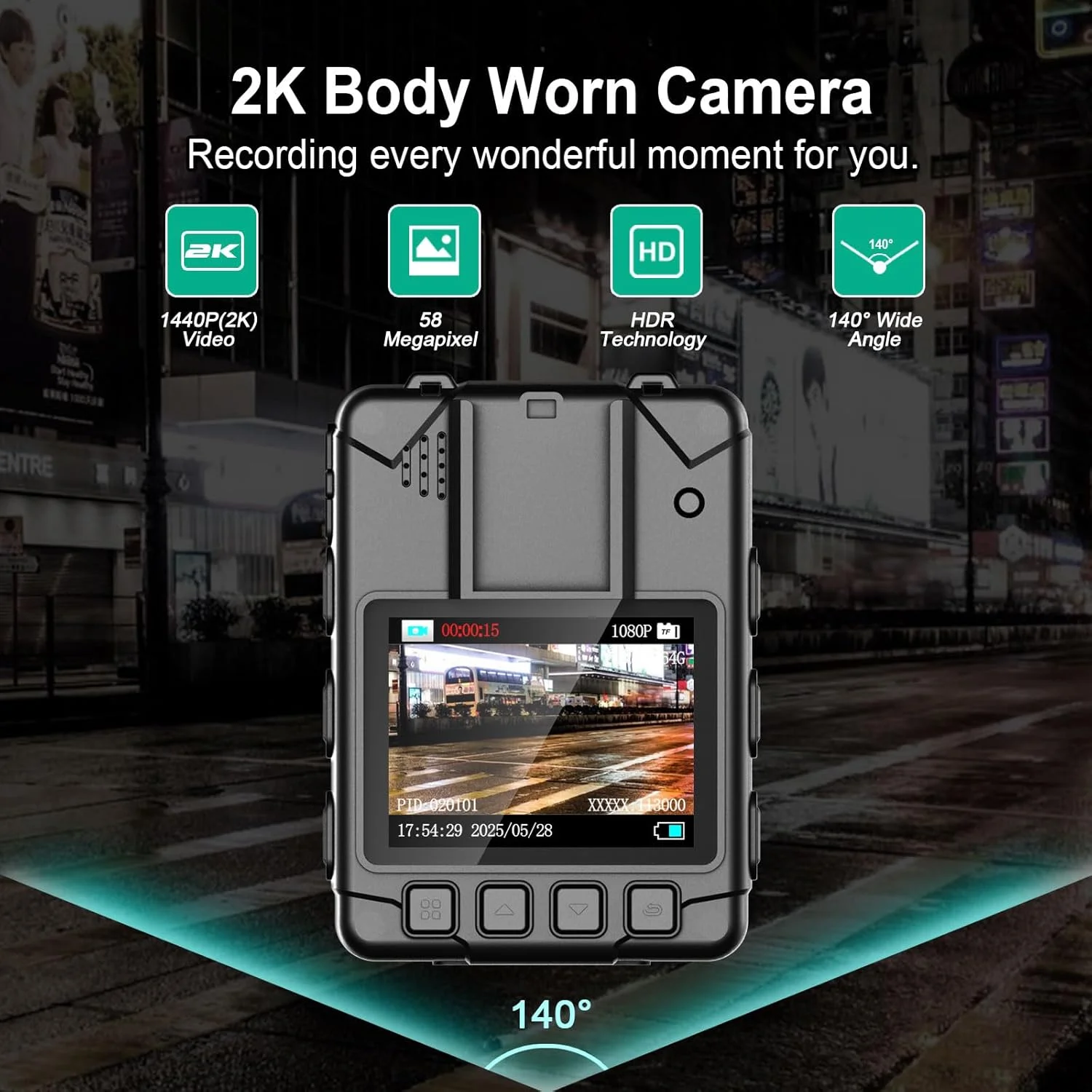 دوربین بدنه پلیس 2K با کیفیت 1440P، حافظه 64 گیگابایتی، باتری 14 ساعته، LCD 2.0 اینچی، USB-C، دید در شب، ضد آب، ضد ضربه، سبک وزن، رمزگذاری داده برای اجرای قانون دوربین بدنه پلیس 2K با کیفیت 1440P، حافظه 64 گیگابایتی، باتری 14 ساعته، LCD 2.0 اینچی، USB-C، دید در شب، ضد آب، ضد ضربه، سبک وزن، رمزگذاری داده برای اجرای قانون