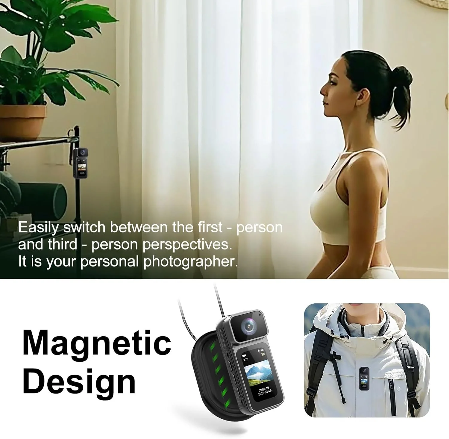 دوربین اکشن جیبی کوچک 2.7K با چرخش 180 درجه و بند مغناطیسی، دوربین فیلمبرداری پوشیدنی با ضبط صدا و تصویر، برای امنیت، کار، مسافرت (مشکی) دوربین اکشن جیبی کوچک 2.7K با چرخش 180 درجه و بند مغناطیسی، دوربین فیلمبرداری پوشیدنی با ضبط صدا و تصویر، برای امنیت، کار، مسافرت (مشکی)