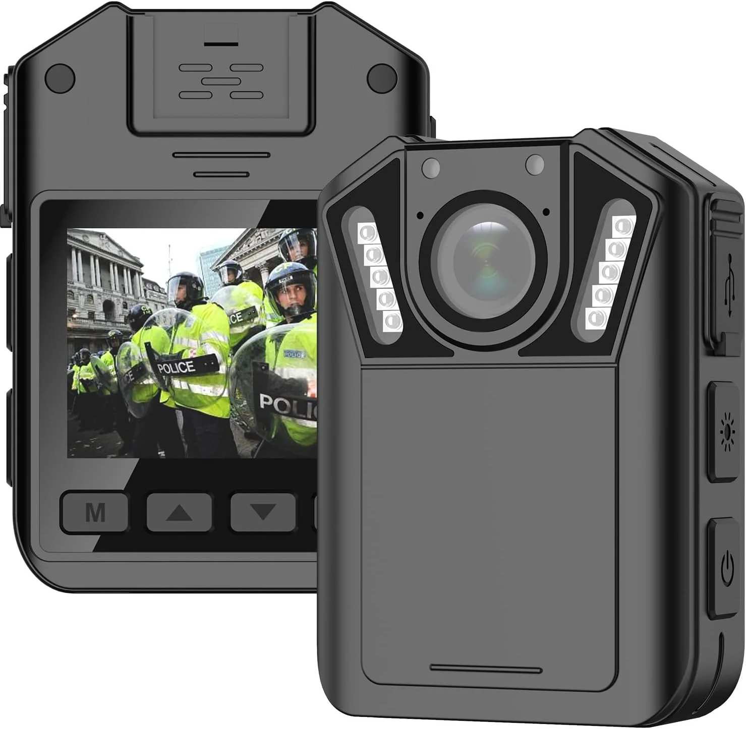 دوربین بدنه Ultra HD 1440P با صدا و تصویر، حافظه 128 گیگابایتی، LCD 2.0 اینچی، باتری داخلی با 12 ساعت ضبط مداوم، دید در شب، دوربین کوچک بدنه پوشیدنی برای استفاده شخصی، اجرای قانون