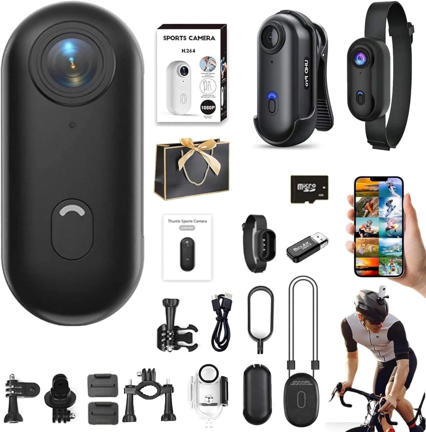 دوربین بدنه 4K Sunshine Smile، دوربین اکشن، دوربین زیر آب، دوربین ضد آب وای فای، دوربین قابل حمل، دوربین بدنه موتور سیکلت، باتری 120 دقیقه ای برای دوچرخه سواری، دوربین کلاه ایمنی، لوازم جانبی چند منظوره