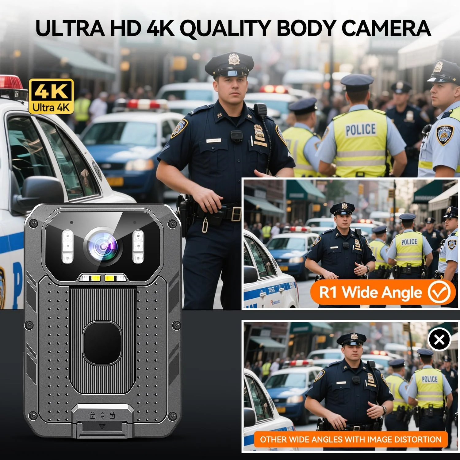 دوربین بدنه 4K HD، دوربین بدنه 128 گیگابایتی با دو باتری 2350 میلی آمپر ساعتی با قابلیت کارکرد 13-15 ساعت، دوربین بدنه ضد آب IP68 H.265 با ضبط صدا و تصویر برای گشت زنی پلیس، پیاده روی و امنیت دوربین بدنه 4K HD، دوربین بدنه 128 گیگابایتی با دو باتری 2350 میلی آمپر ساعتی با قابلیت کارکرد 13-15 ساعت، دوربین بدنه ضد آب IP68 H.265 با ضبط صدا و تصویر برای گشت زنی پلیس، پیاده روی و امنیت