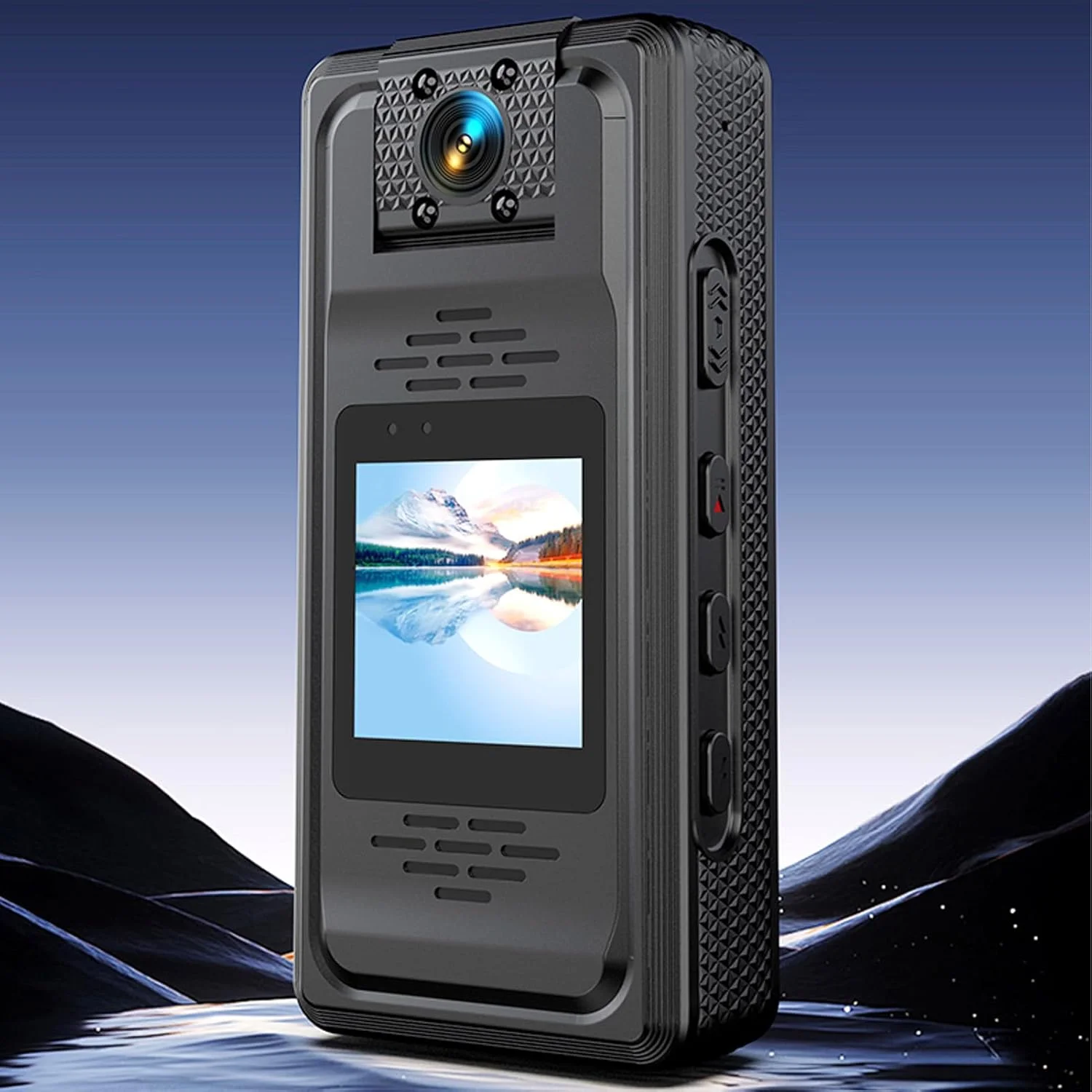 دوربین فیلمبرداری قابل حمل با صفحه نمایش 1.3 اینچی، باتری 2500mAh و لنز چرخان 180 درجه، دوربین گیره پشتی پوشیدنی وای فای، مناسب برای سفر، ورزش و فضای باز