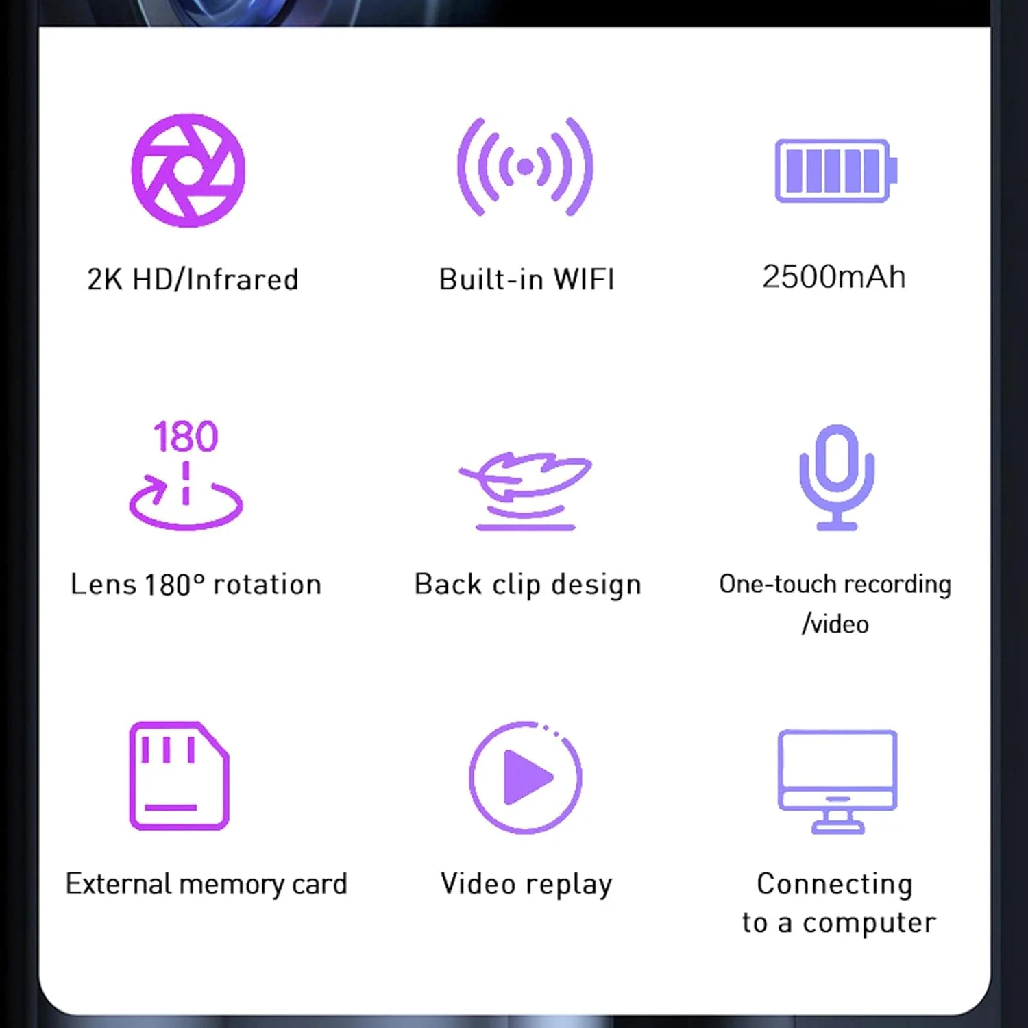 دوربین فیلمبرداری قابل حمل با صفحه نمایش 1.3 اینچی، باتری 2500mAh و لنز چرخان 180 درجه، دوربین گیره پشتی پوشیدنی وای فای، مناسب برای سفر، ورزش و فضای باز دوربین فیلمبرداری قابل حمل با صفحه نمایش 1.3 اینچی، باتری 2500mAh و لنز چرخان 180 درجه، دوربین گیره پشتی پوشیدنی وای فای، مناسب برای سفر، ورزش و فضای باز